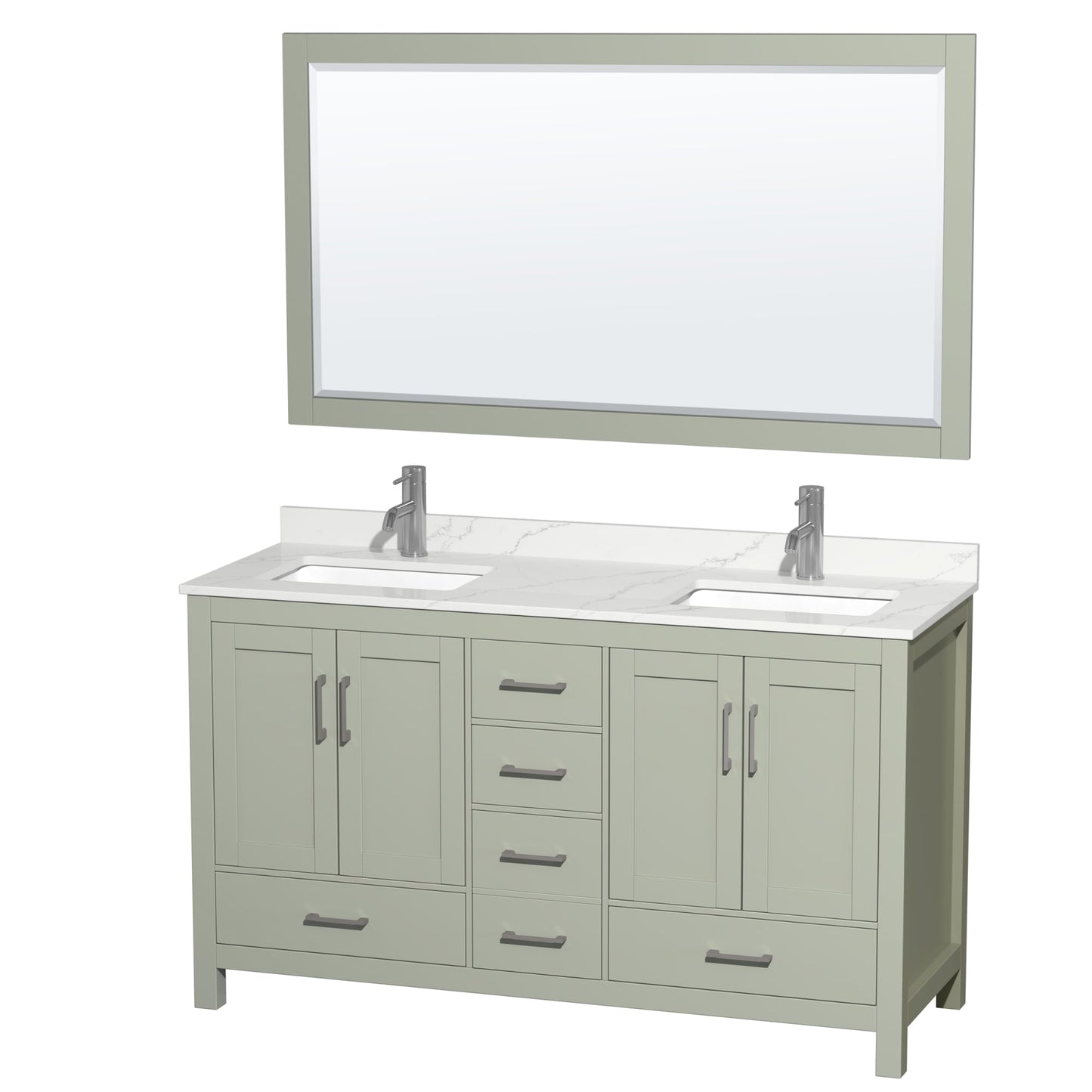 Sheffield Bathroom Vanity with Countertop 60 inch Double Sink Single hole Faucet Setup