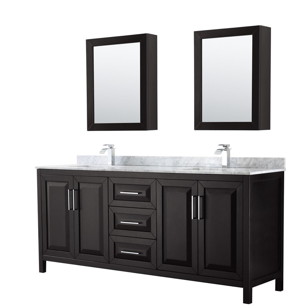 Daria Bathroom Vanity with Countertop 80 inch Double Sink Single hole Faucet Setup