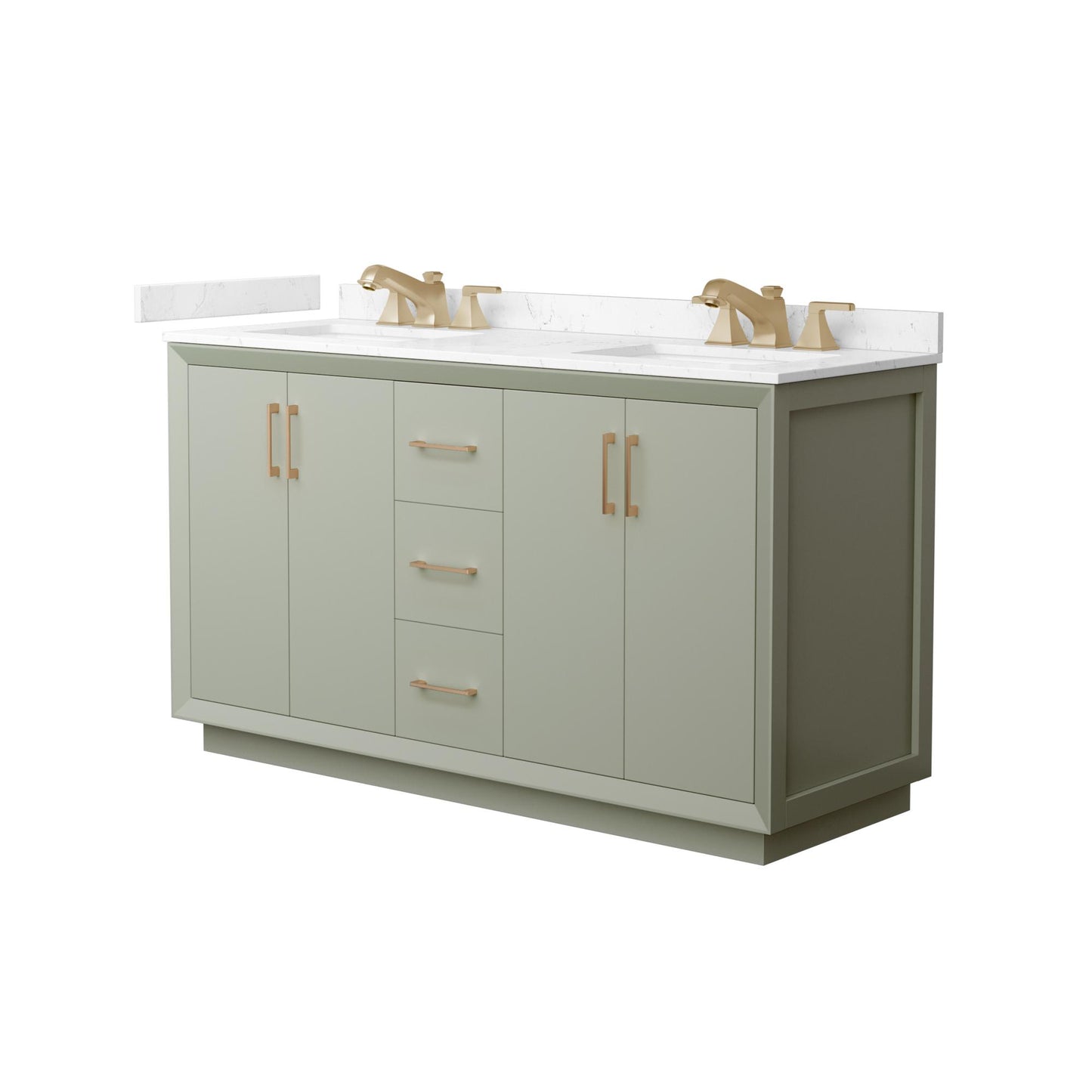 Strada Bathroom Vanity with Countertop 60 inch Double Sink 3-hole Faucet Setup