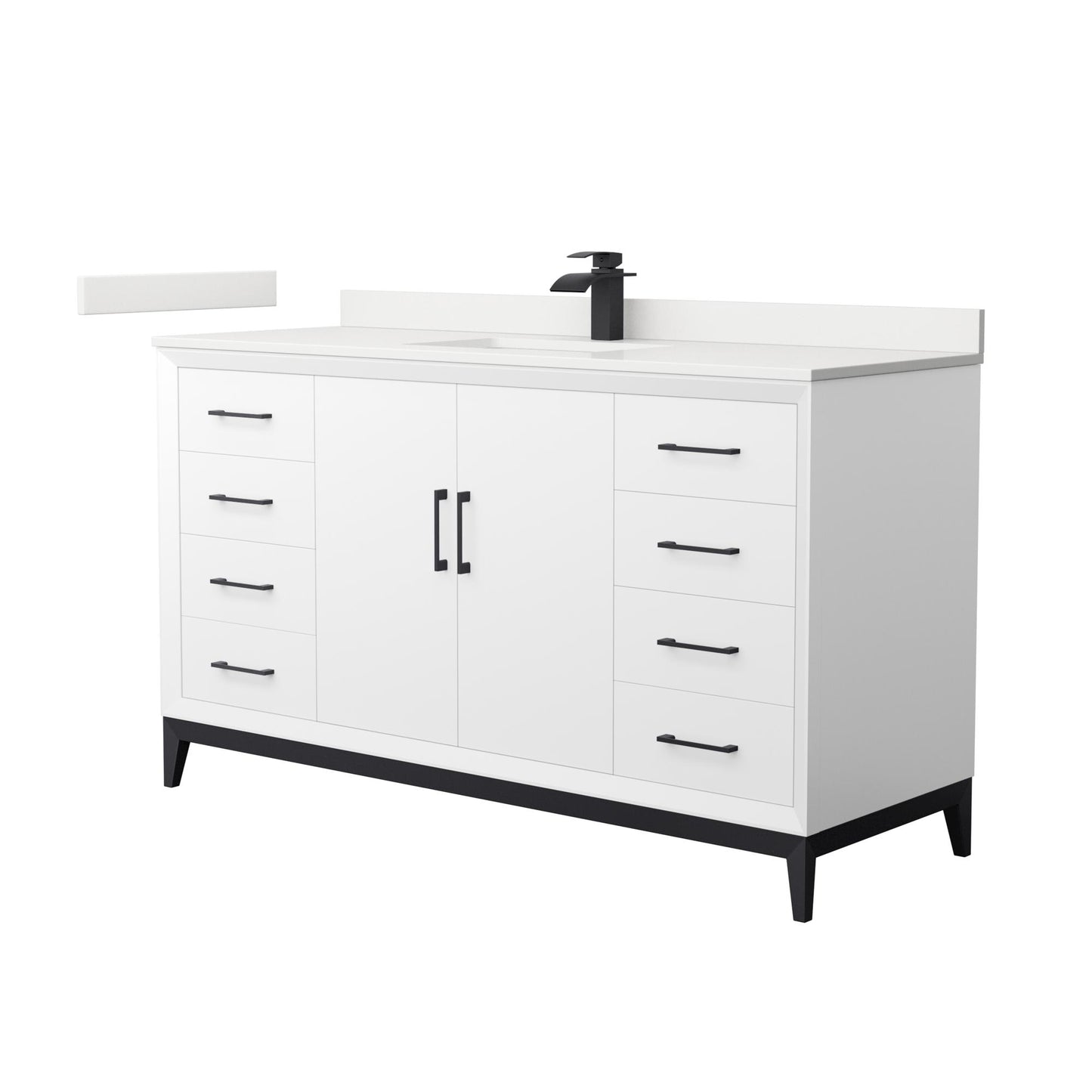 Amici Bathroom Vanity with Countertop 60 inch Single Sink Single hole Faucet Setup