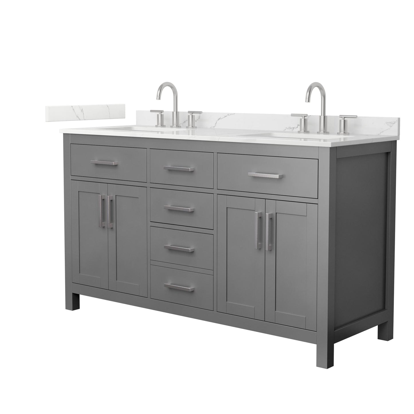 Beckett Bathroom Vanity with Countertop 60 inch Double Sink 3-hole Faucet Setup