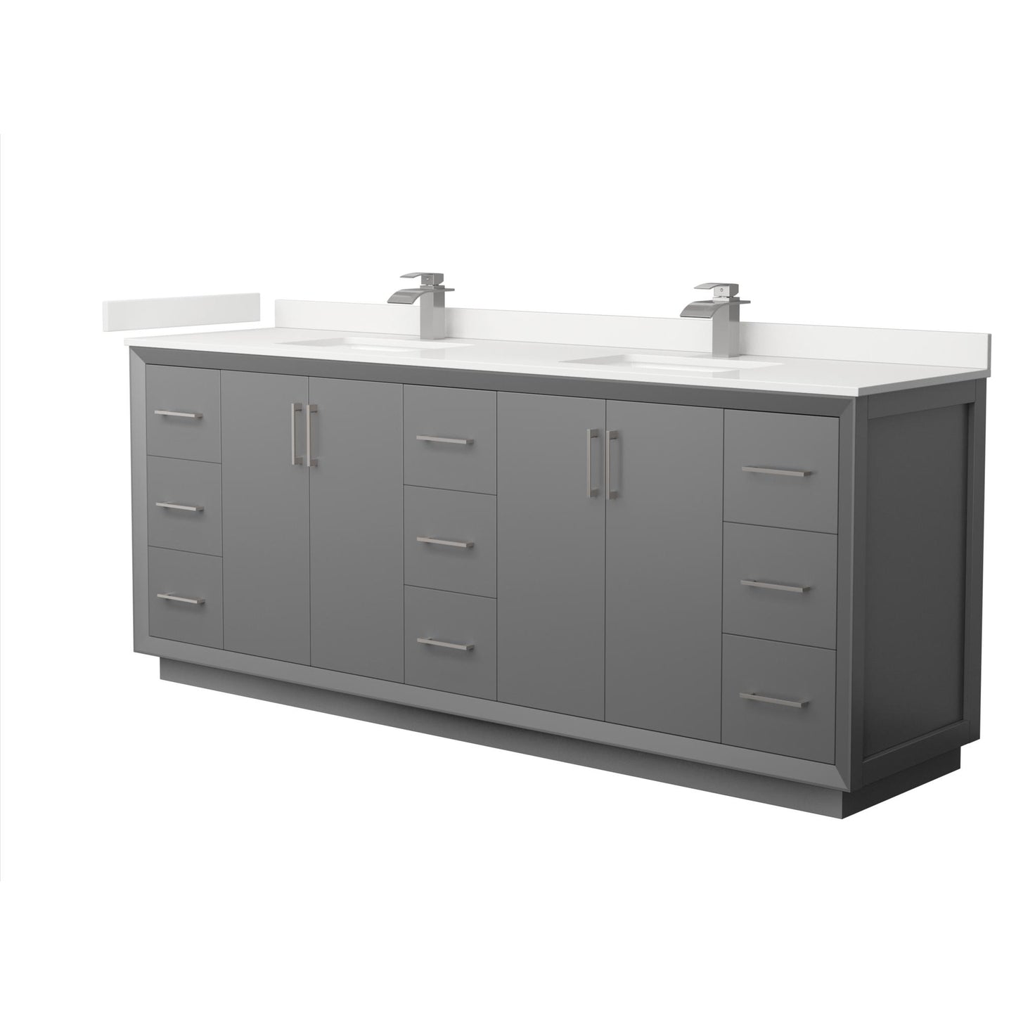 Strada Bathroom Vanity with Countertop 84 inch Double Sink Single hole Faucet Setup