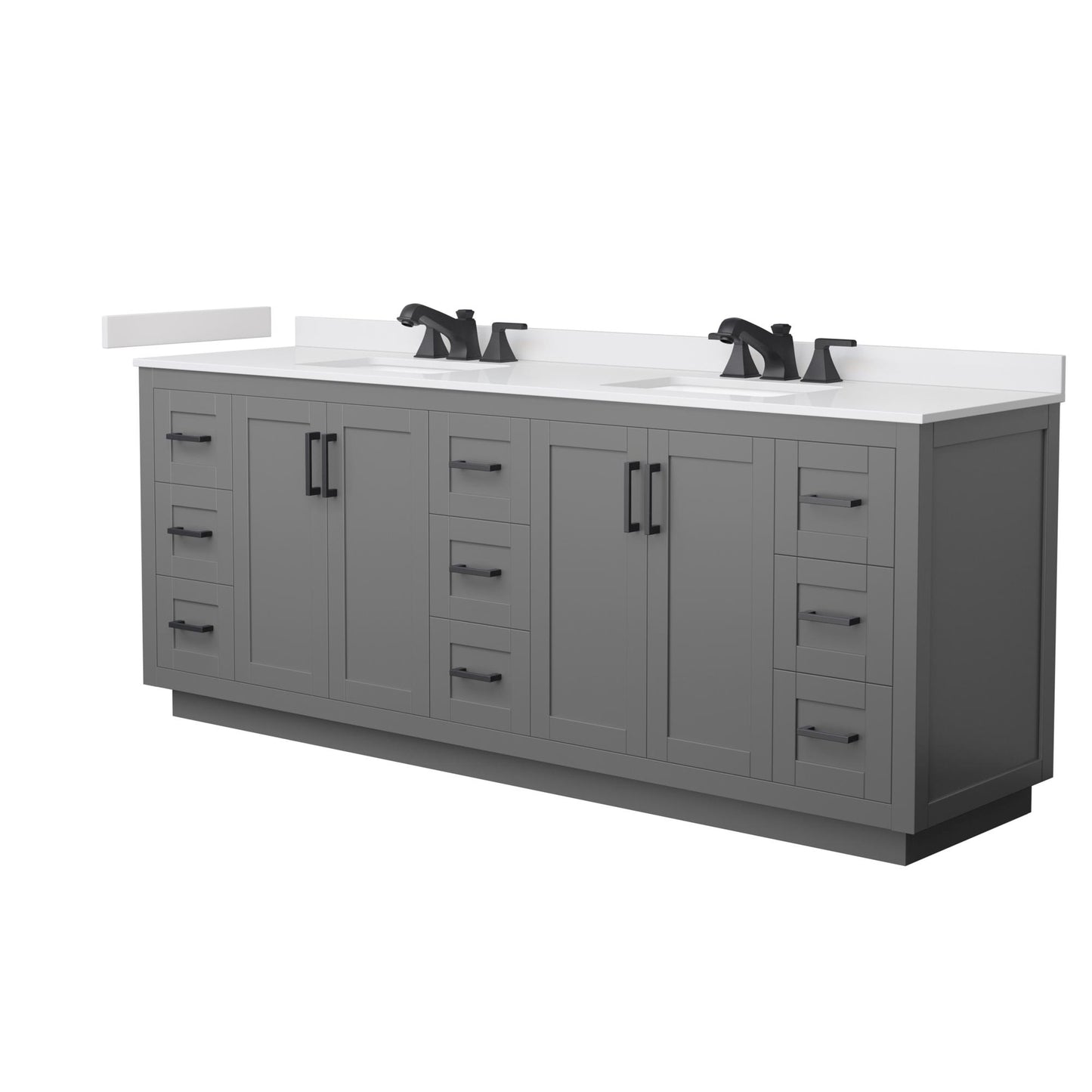Miranda Bathroom Vanity with Countertop 84 inch Double Sink 3-hole Faucet Setup