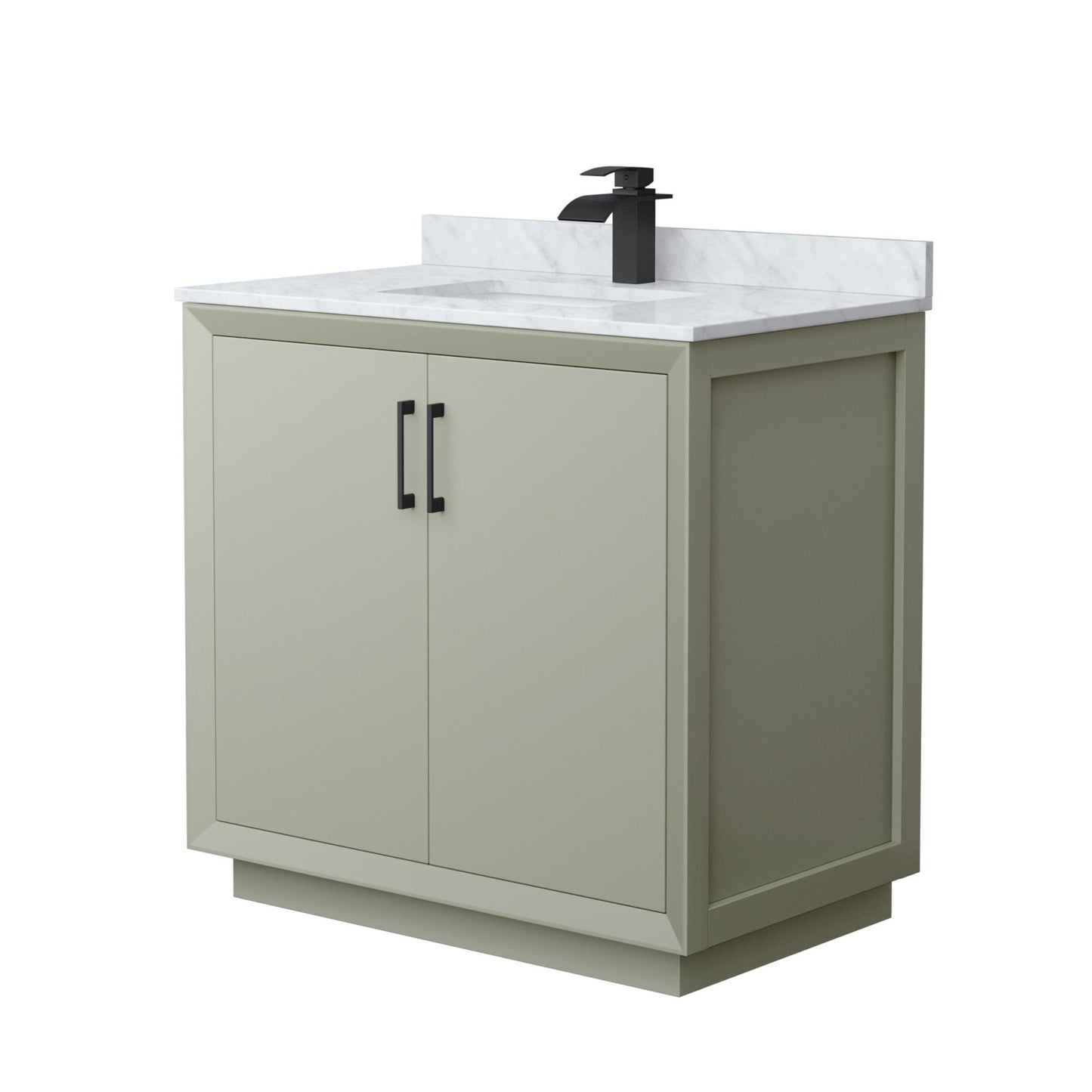 Strada Bathroom Vanity with Countertop 36 inch Single Sink Single hole Faucet Setup