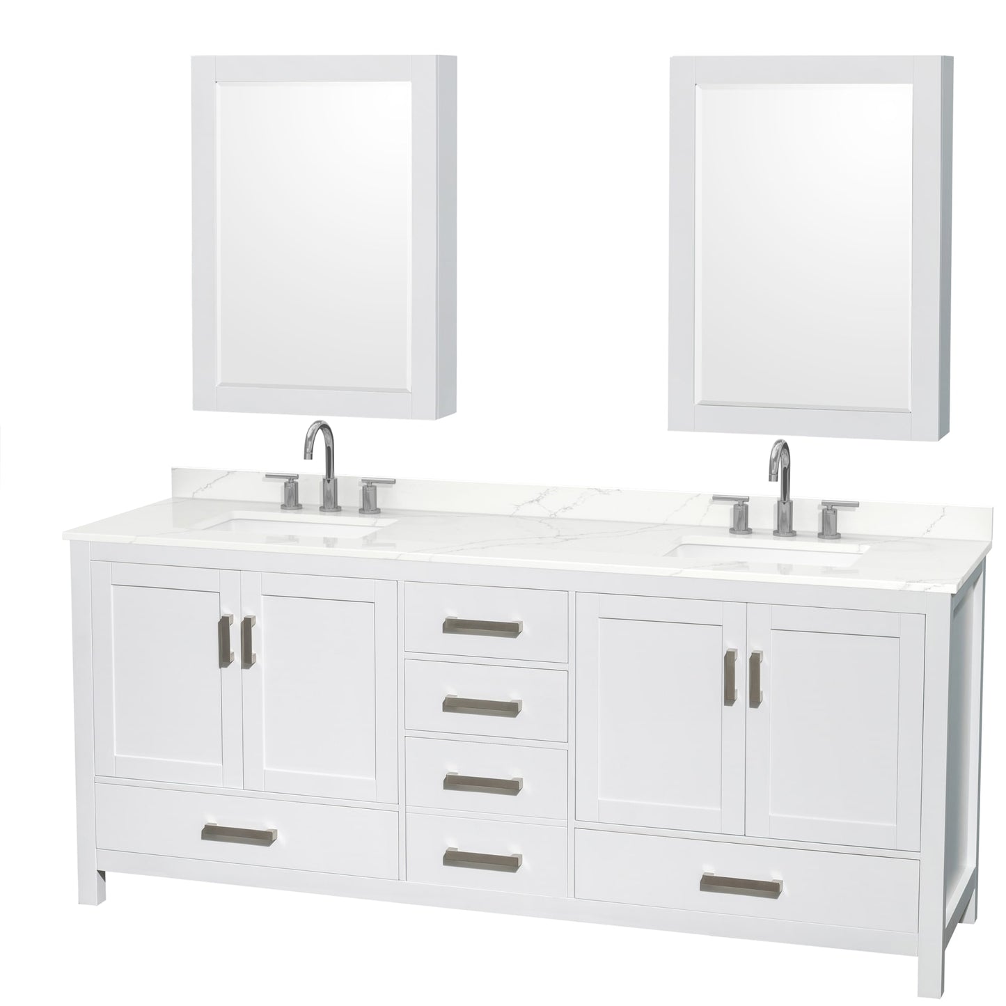 Sheffield Bathroom Vanity with Countertop 80 inch Double Sink 3-hole Faucet Setup