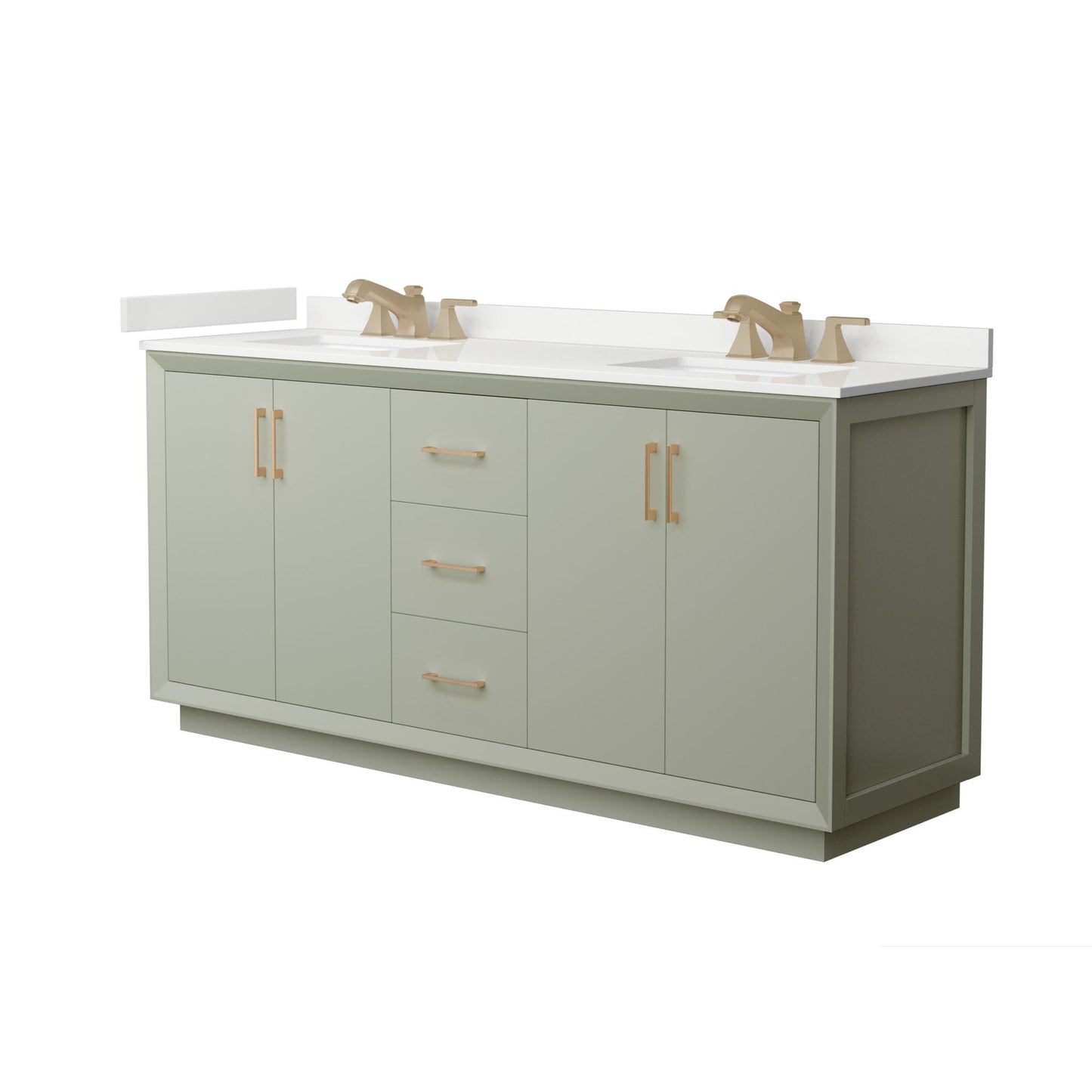 Strada Bathroom Vanity with Countertop 72 inch Double Sink 3-hole Faucet Setup