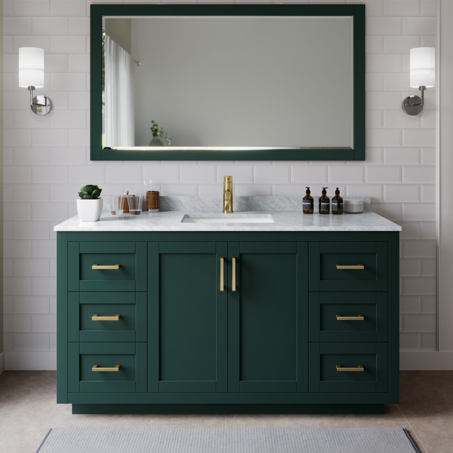 Miranda Bathroom Vanity with Countertop 66 inch Single Sink Single hole Faucet Setup