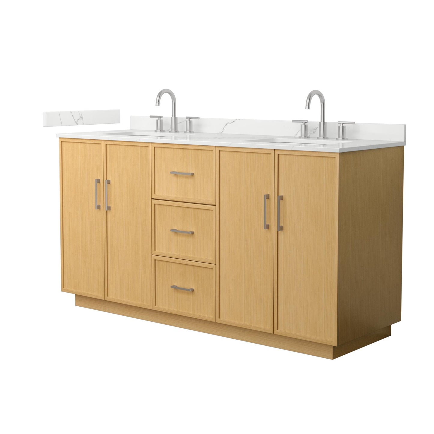 Elan TK Bathroom Vanity with Countertop 66 inch Double Sink 3-hole Faucet Setup