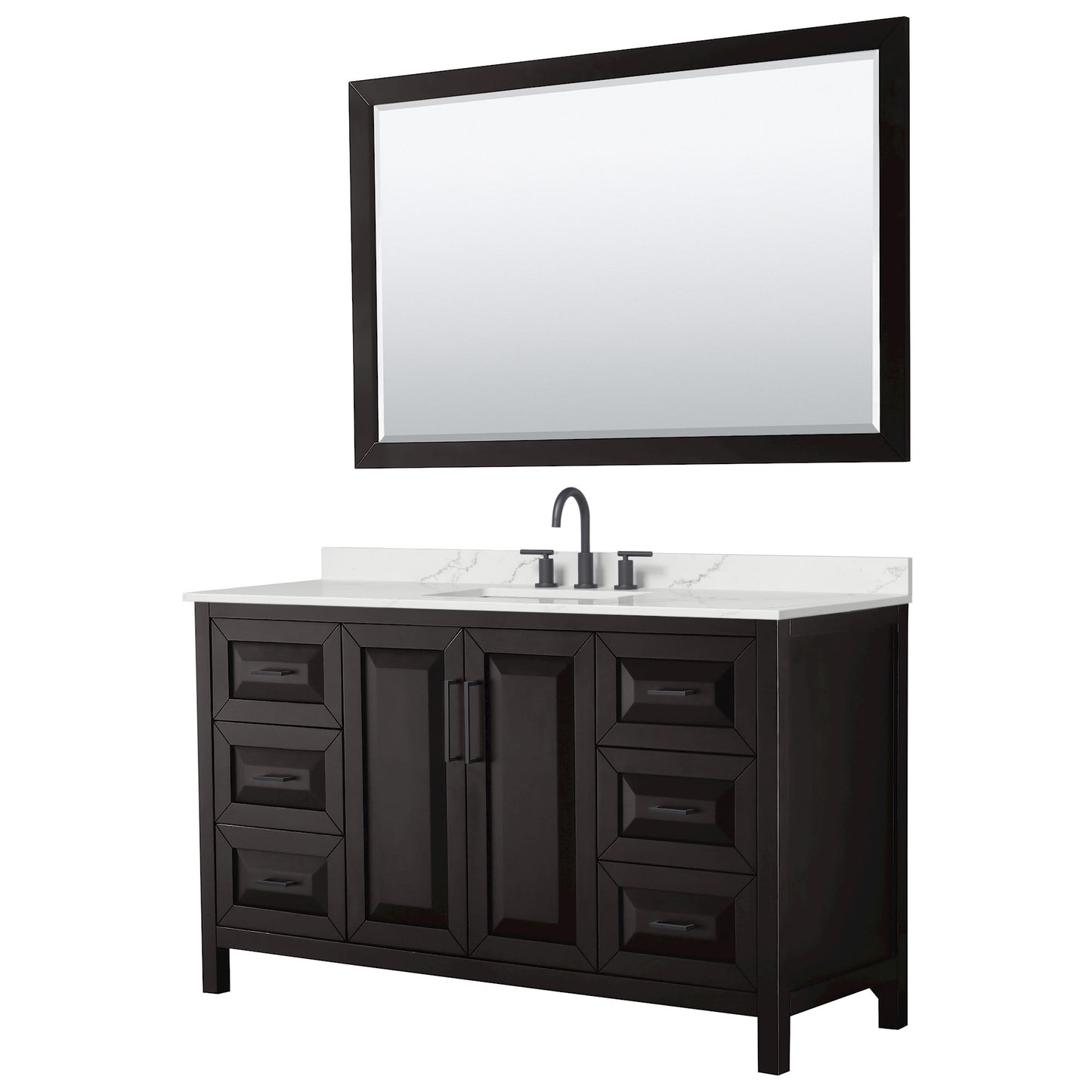 Daria Bathroom Vanity with Countertop 60 inch Single Sink 3-hole Faucet Setup