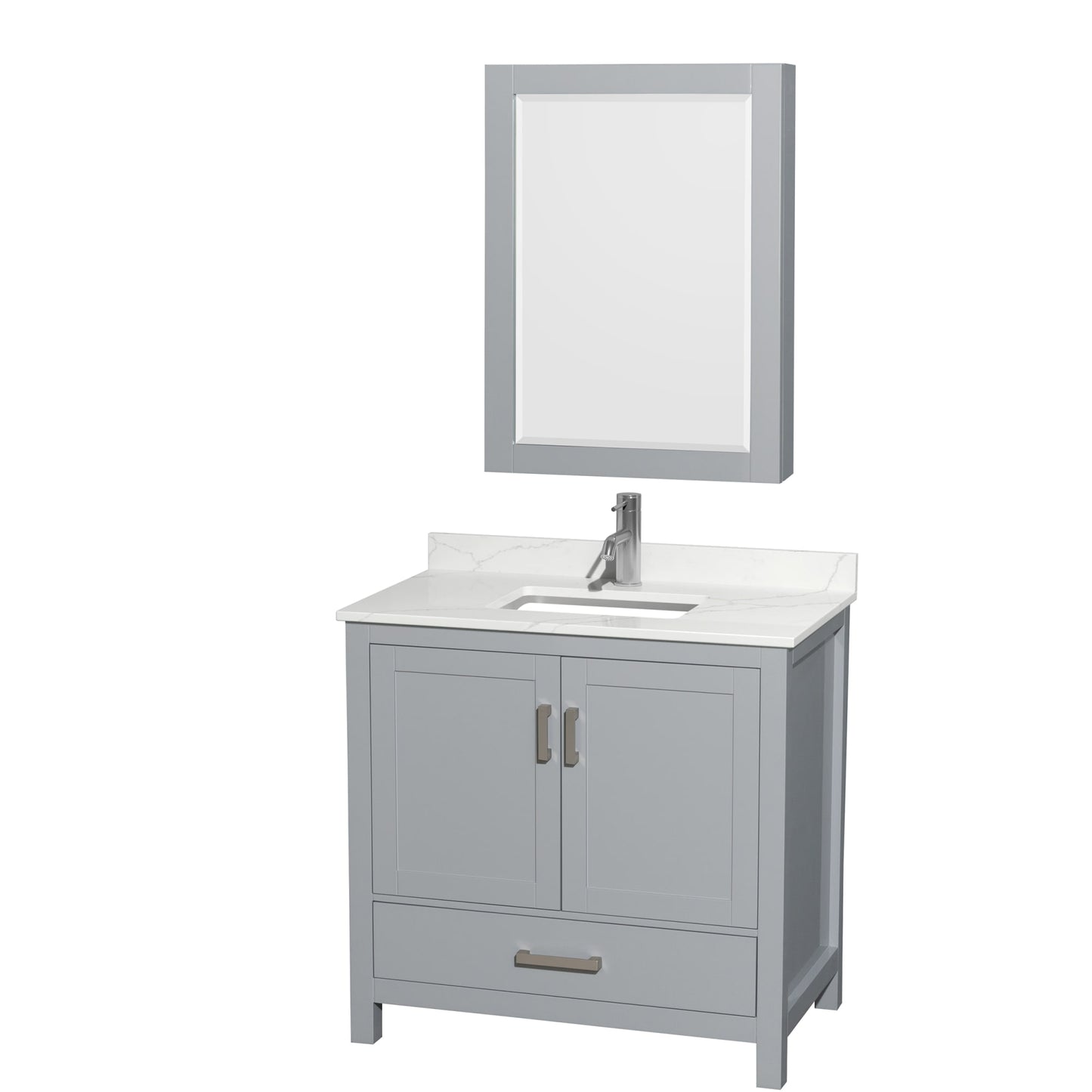 Sheffield Bathroom Vanity with Countertop 36 inch Single Sink Single hole Faucet Setup
