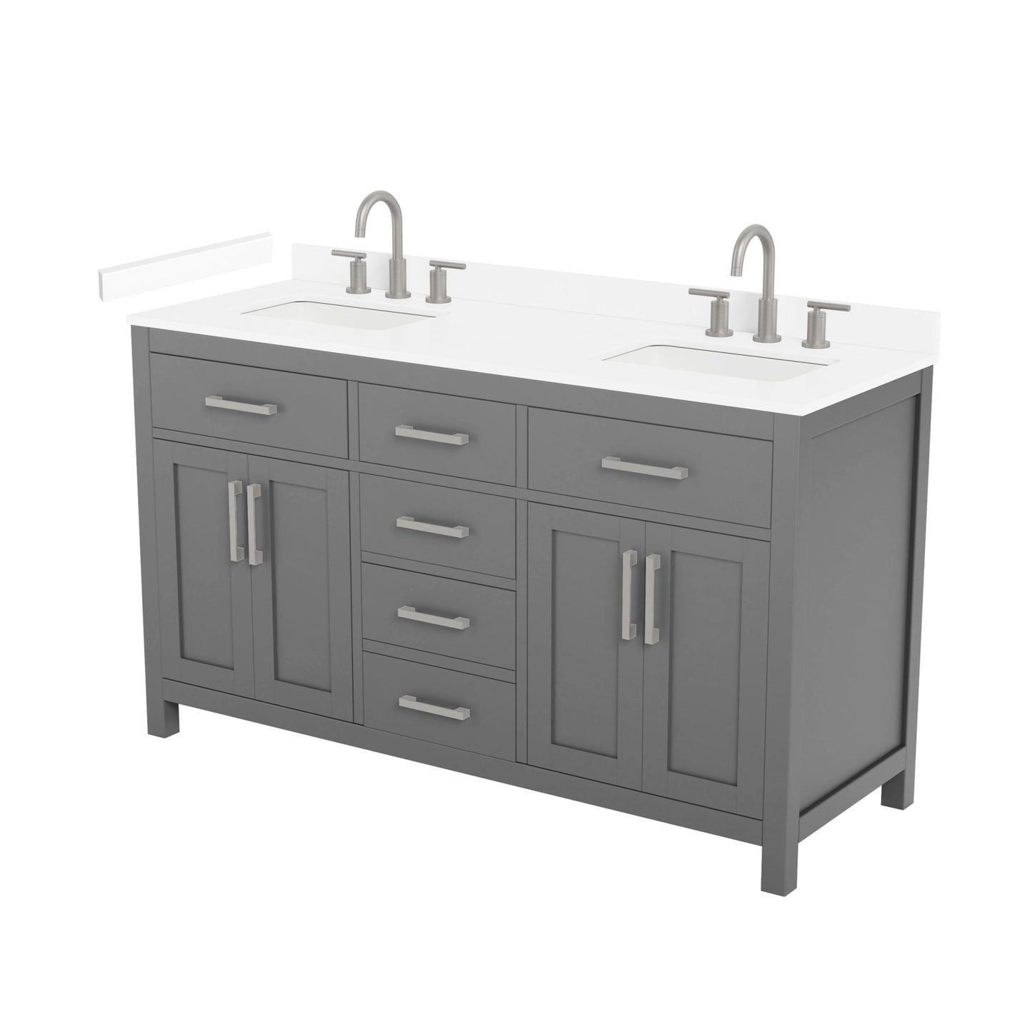 Beckett Bathroom Vanity with Countertop 60 inch Double Sink 3-hole Faucet Setup