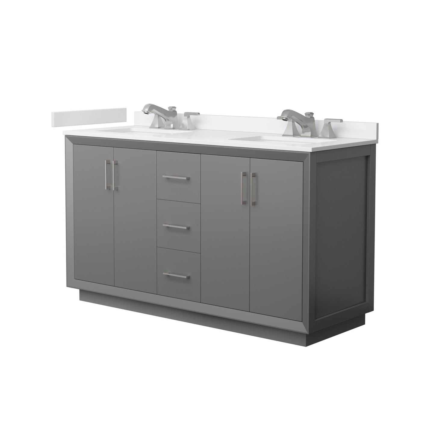 Strada Bathroom Vanity with Countertop 60 inch Double Sink 3-hole Faucet Setup