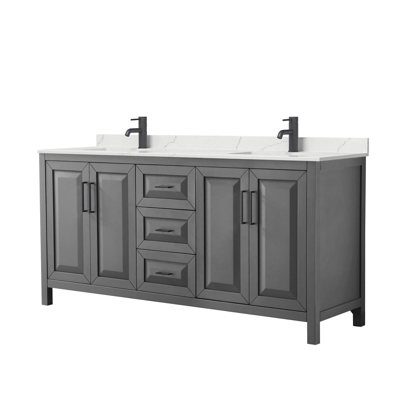 Daria Bathroom Vanity with Countertop 72 inch Double Sink Single hole Faucet Setup