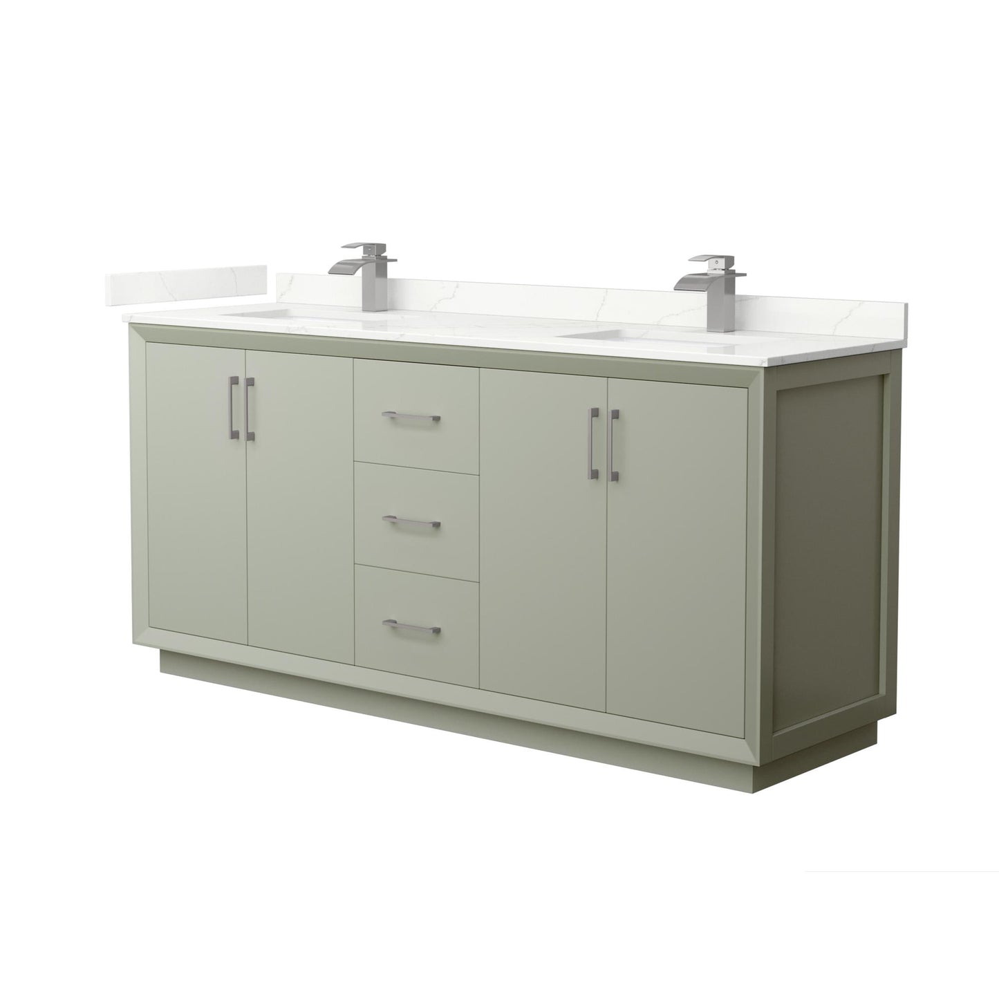 Strada Bathroom Vanity with Countertop 72 inch Double Sink Single hole Faucet Setup