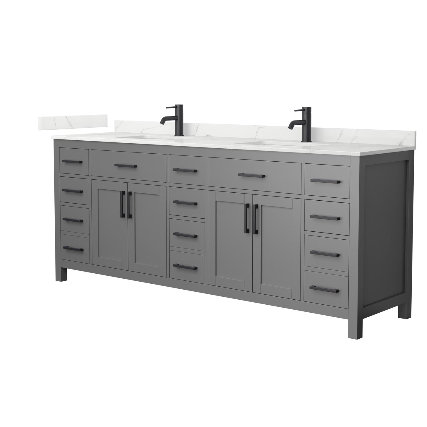 Beckett Bathroom Vanity with Countertop 84 inch Double Sink Single hole Faucet Setup