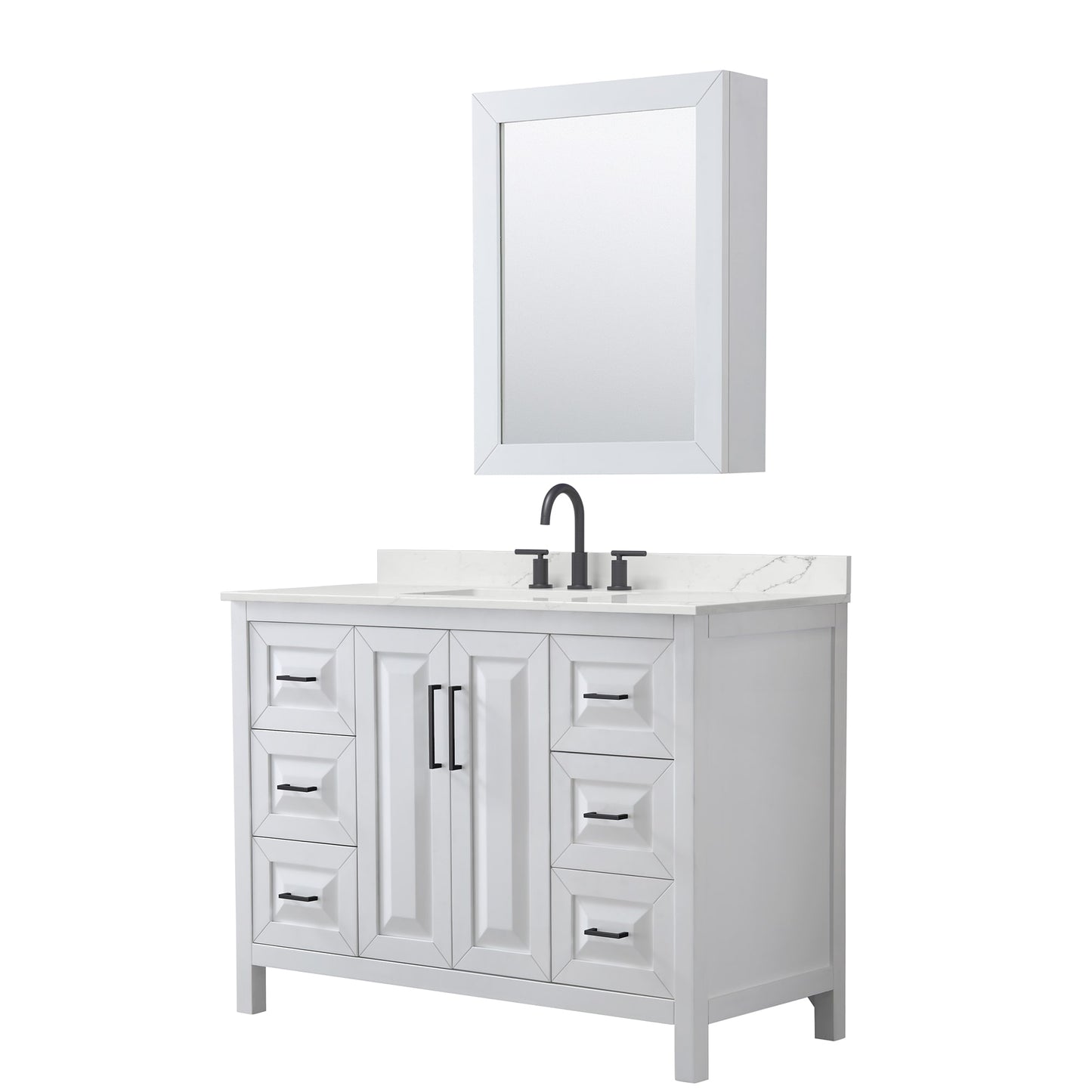 Daria Bathroom Vanity with Countertop 48 inch Single Sink 3-hole Faucet Setup