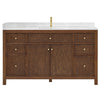 Custom image for Dark Walnut with Brushed Gold Trim / Carrara Cultured Marble / No Mirror