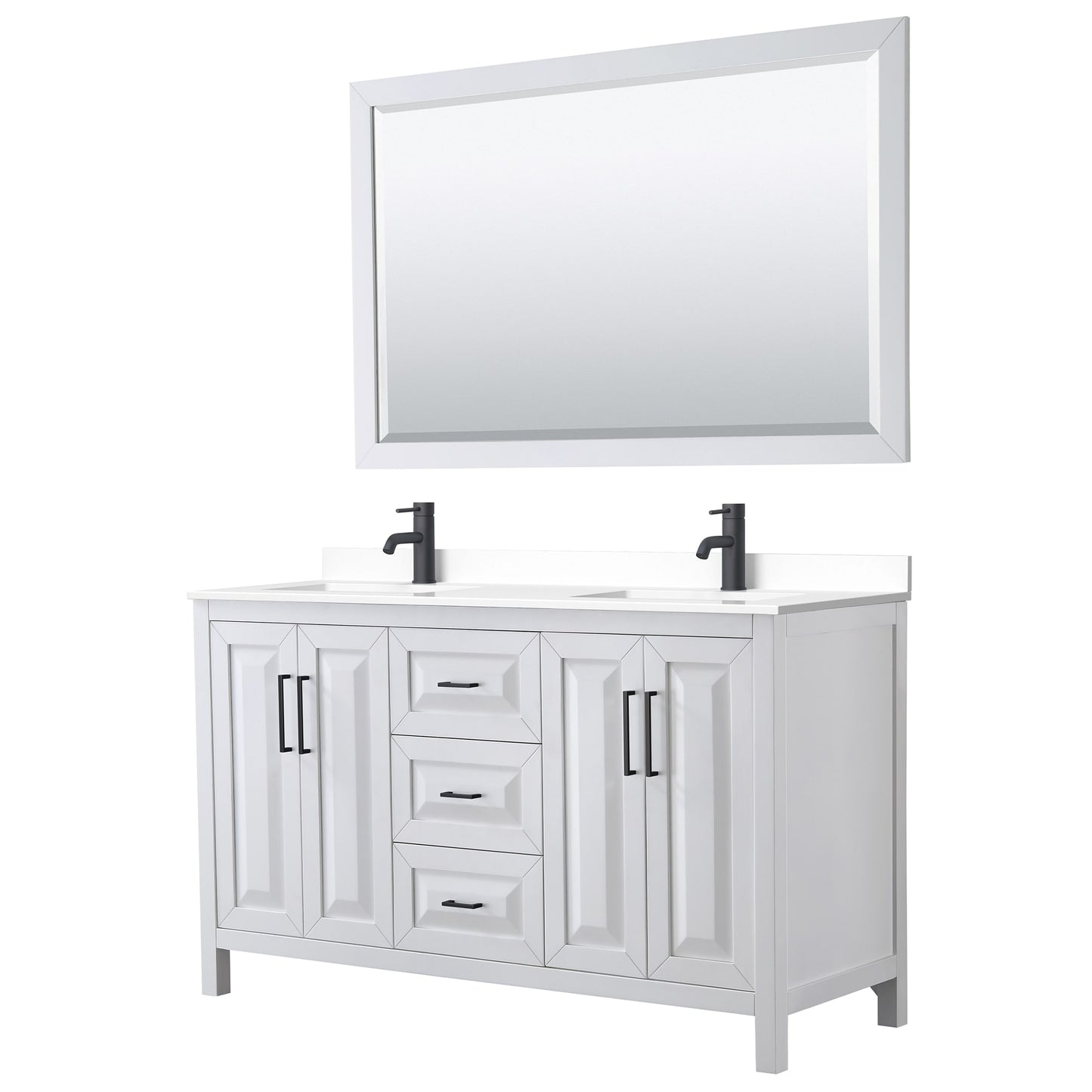 Daria Bathroom Vanity with Countertop 60 inch Double Sink Single hole Faucet Setup