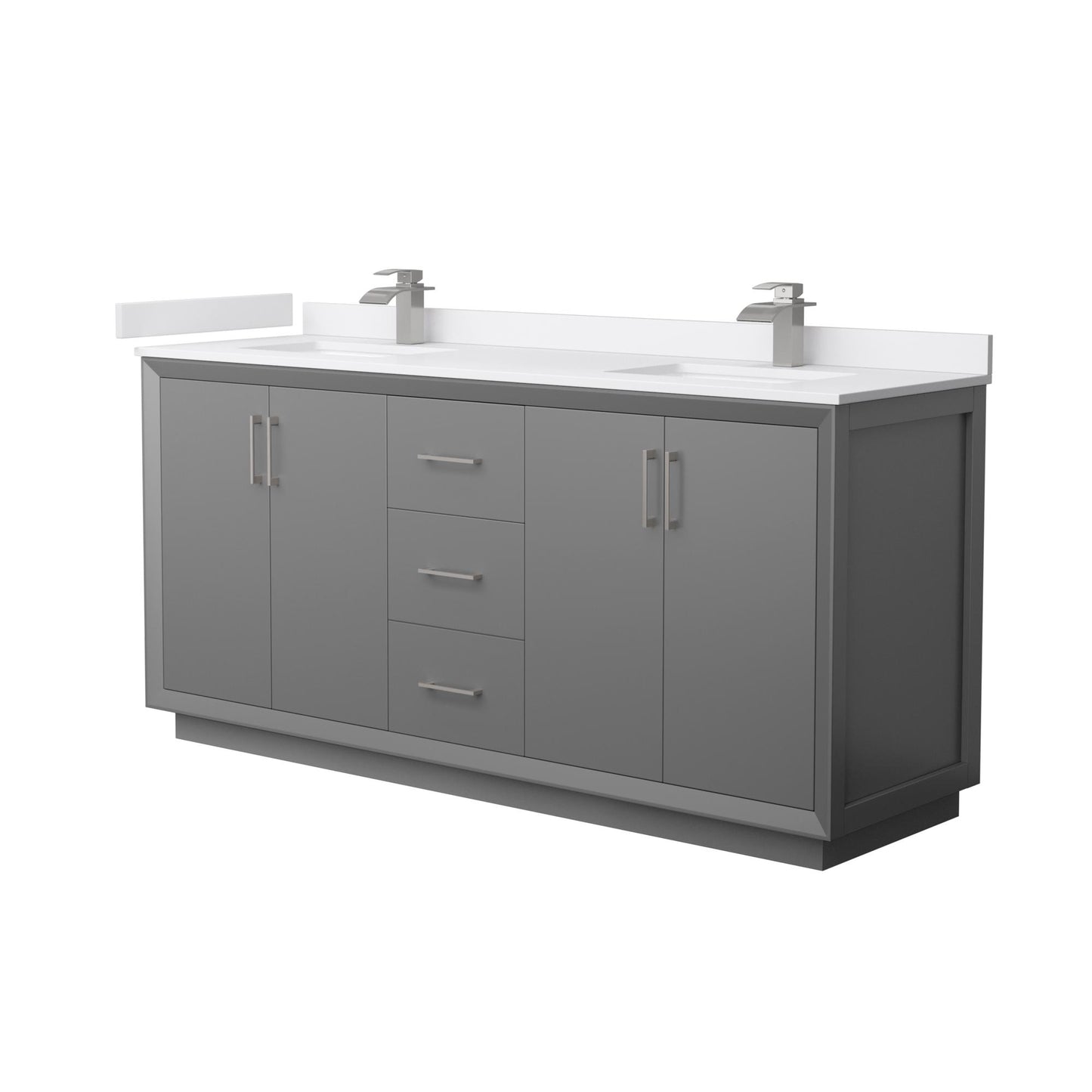 Strada Bathroom Vanity with Countertop 72 inch Double Sink Single hole Faucet Setup