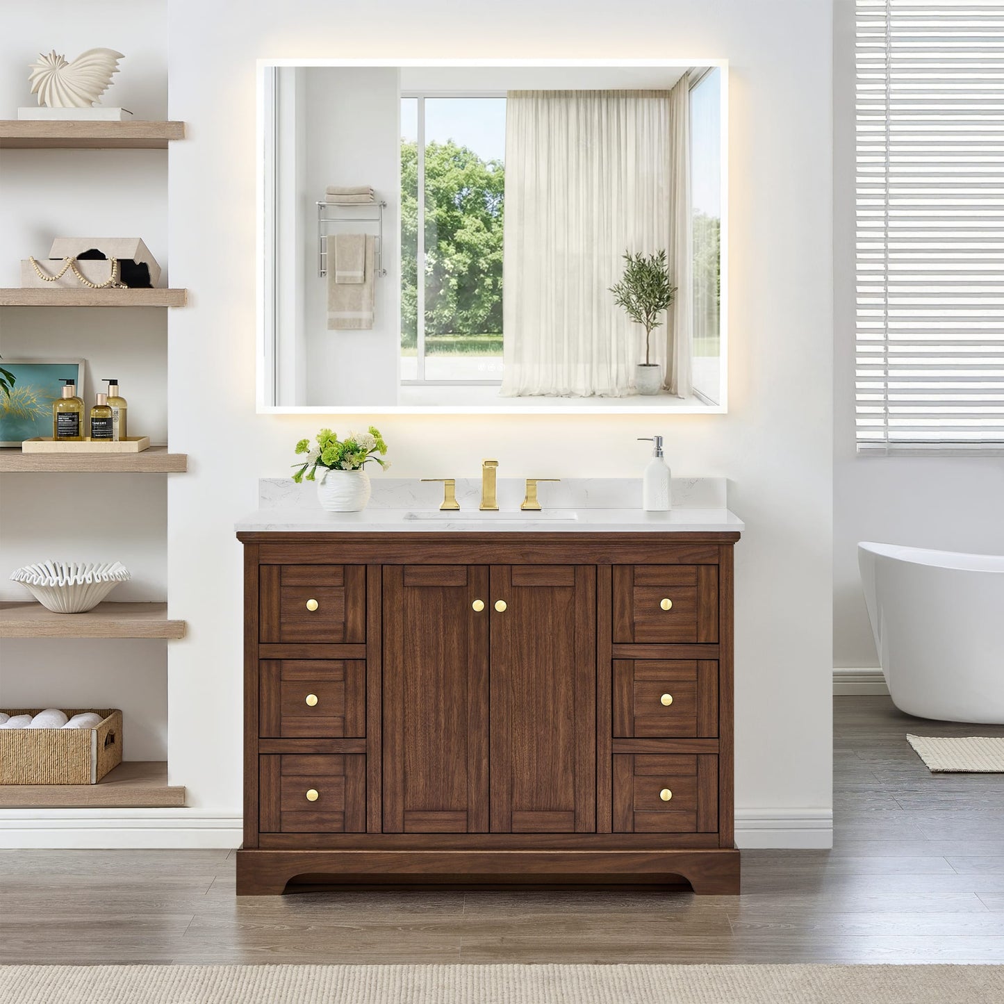 Avery Bathroom Vanity with Countertop 48 inch Single Sink 3-hole Faucet Setup