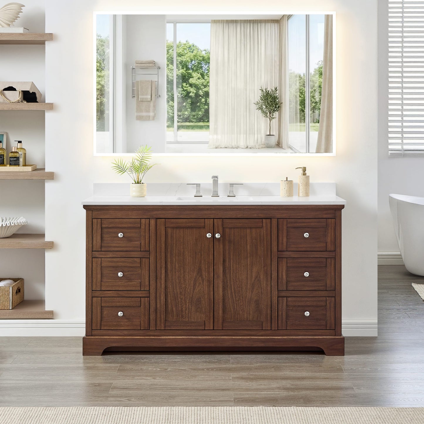 Avery Bathroom Vanity with Countertop 60 inch Single Sink 3-hole Faucet Setup