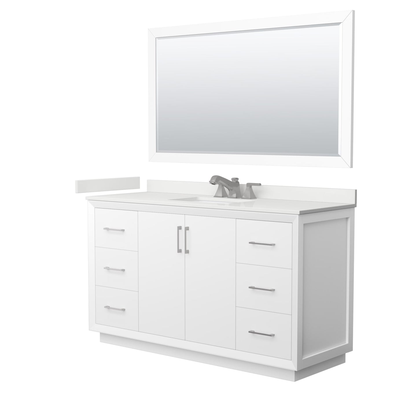 Strada Bathroom Vanity with Countertop 60 inch Single Sink 3-hole Faucet Setup