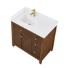 Custom image for Dark Walnut with Brushed Gold Trim / White Cultured Marble / No Mirror