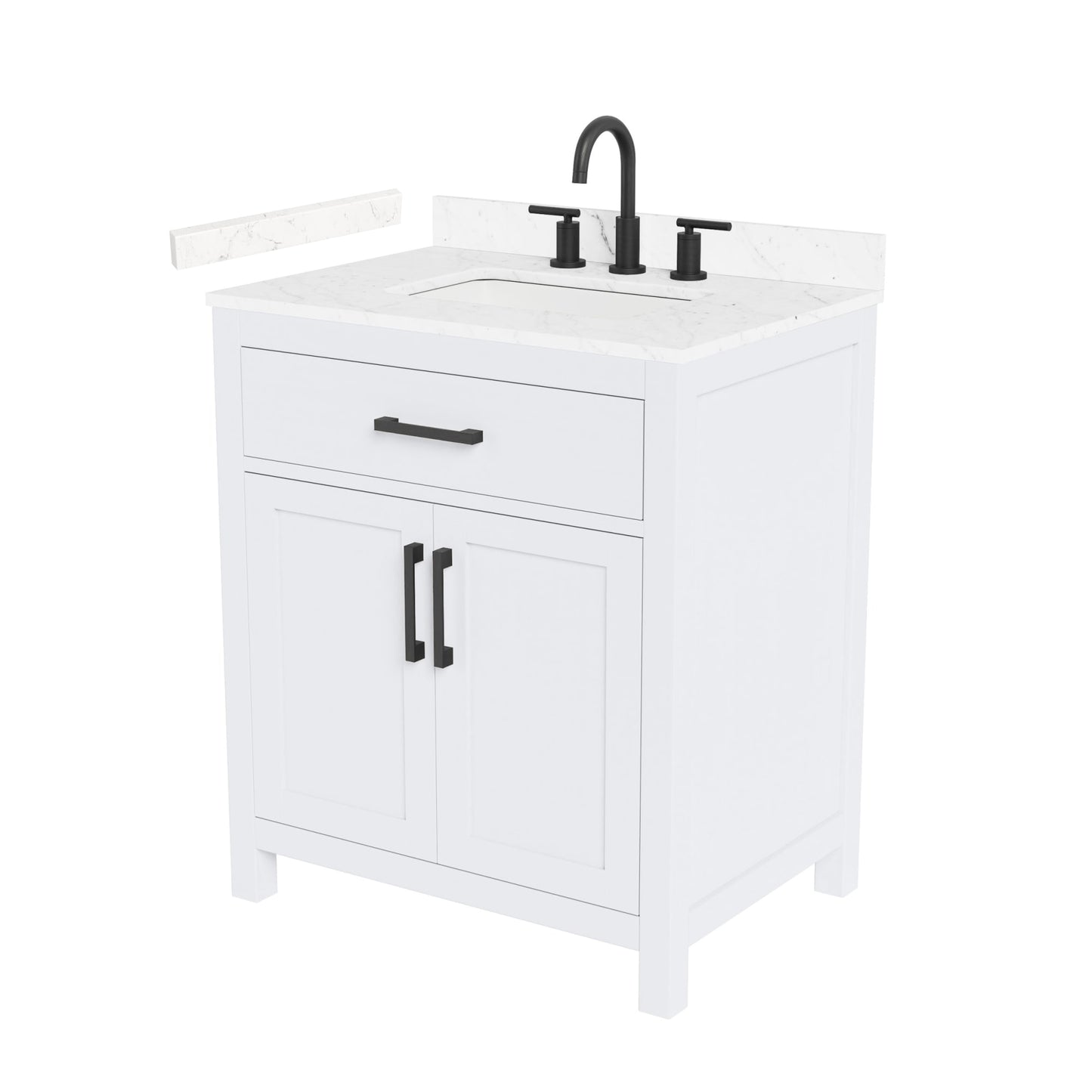 Beckett Bathroom Vanity with Countertop 30 inch Single Sink 3-hole Faucet Setup