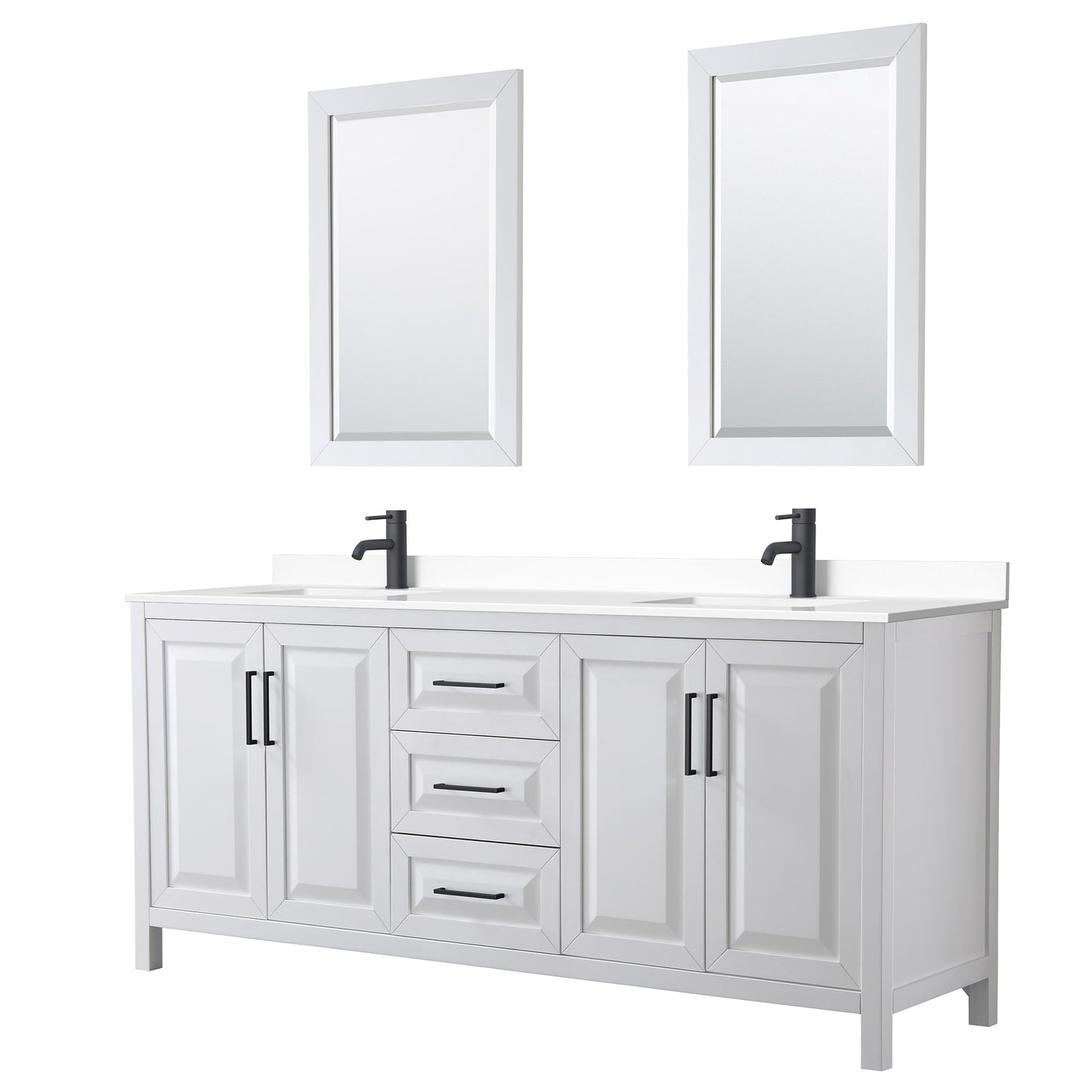 Daria Bathroom Vanity with Countertop 80 inch Double Sink Single hole Faucet Setup