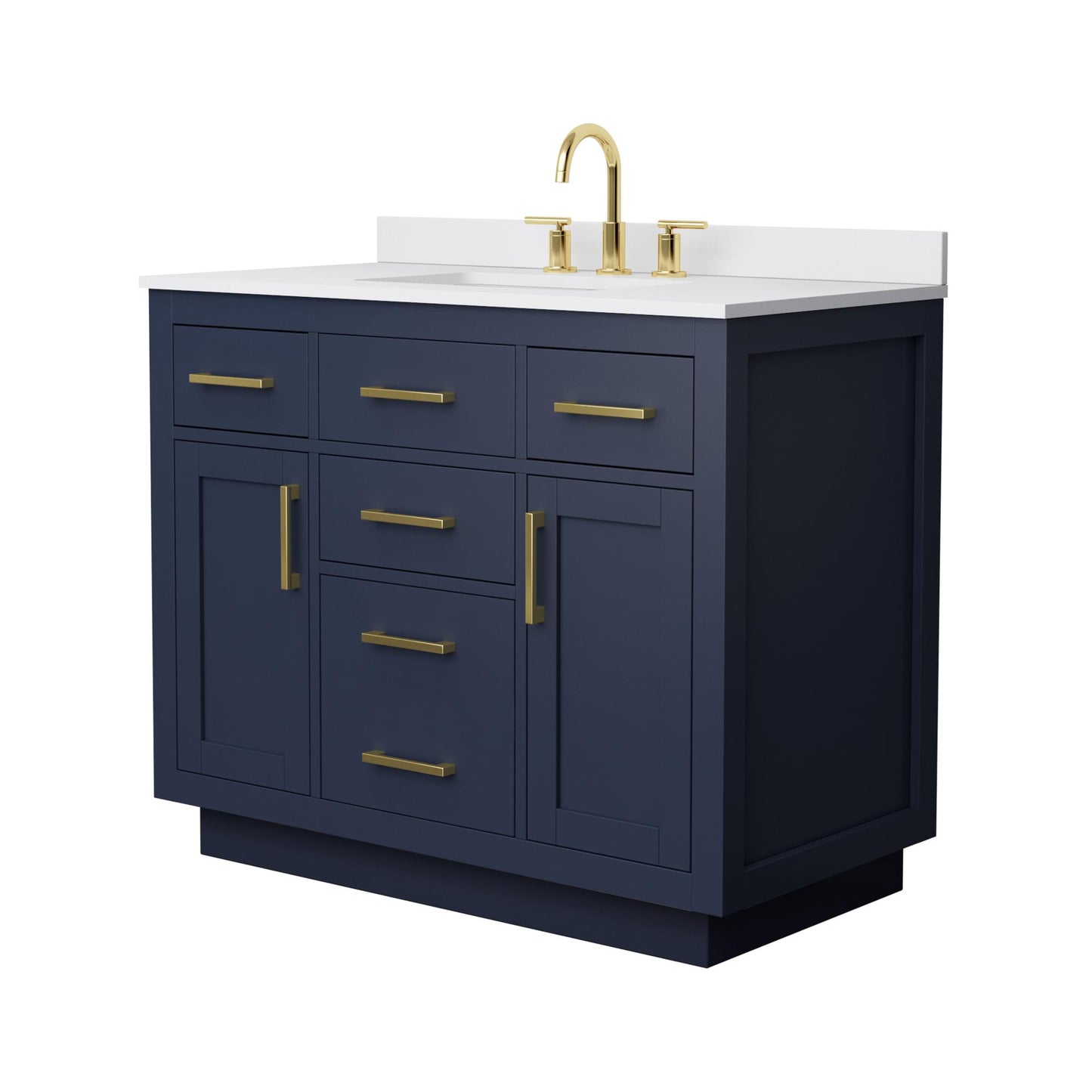 Beckett TK Bathroom Vanity with Countertop 42 inch Single Sink 3-hole Faucet Setup
