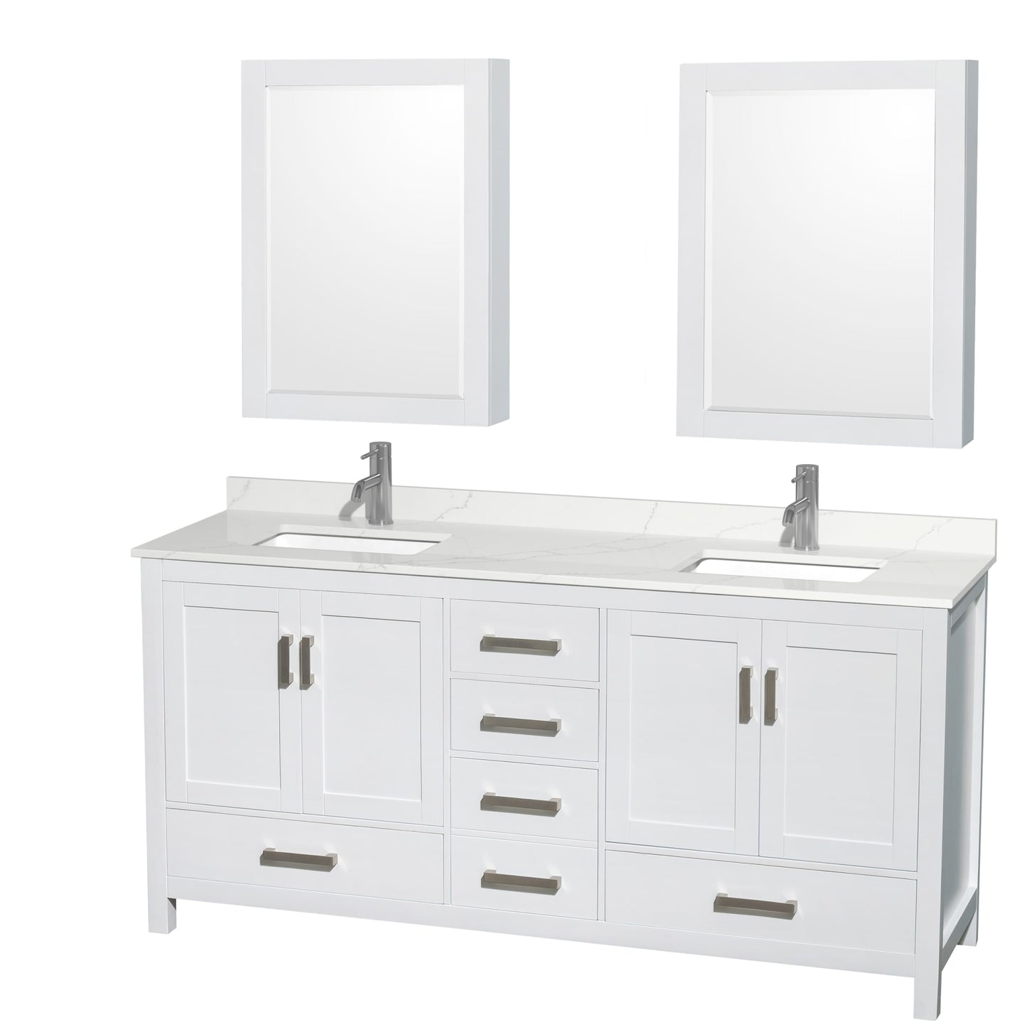 Sheffield Bathroom Vanity with Countertop 72 inch Double Sink Single hole Faucet Setup
