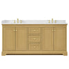 Custom image for Honey Oak with Brushed Gold Trim / White Quartz / No Mirror