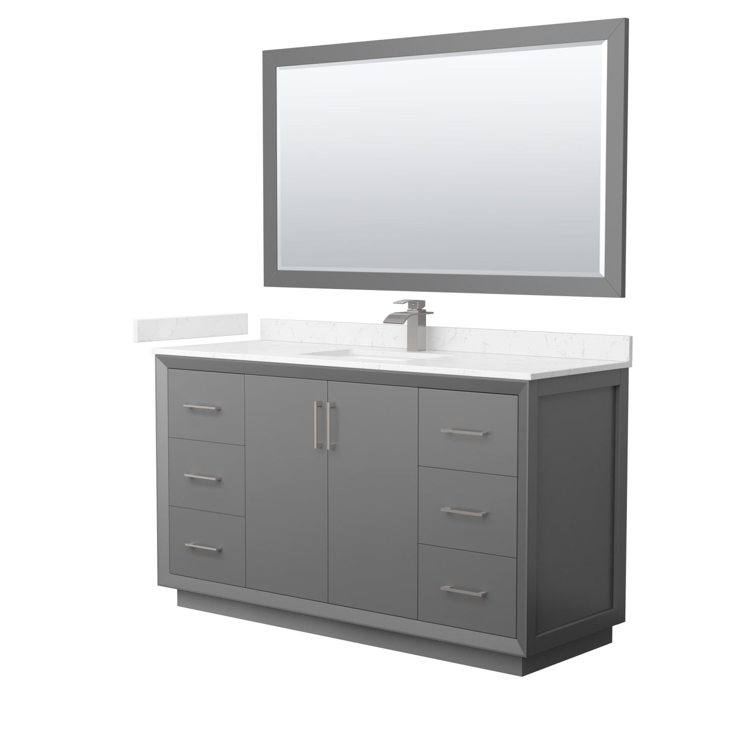 Strada Bathroom Vanity with Countertop 60 inch Single Sink Single hole Faucet Setup