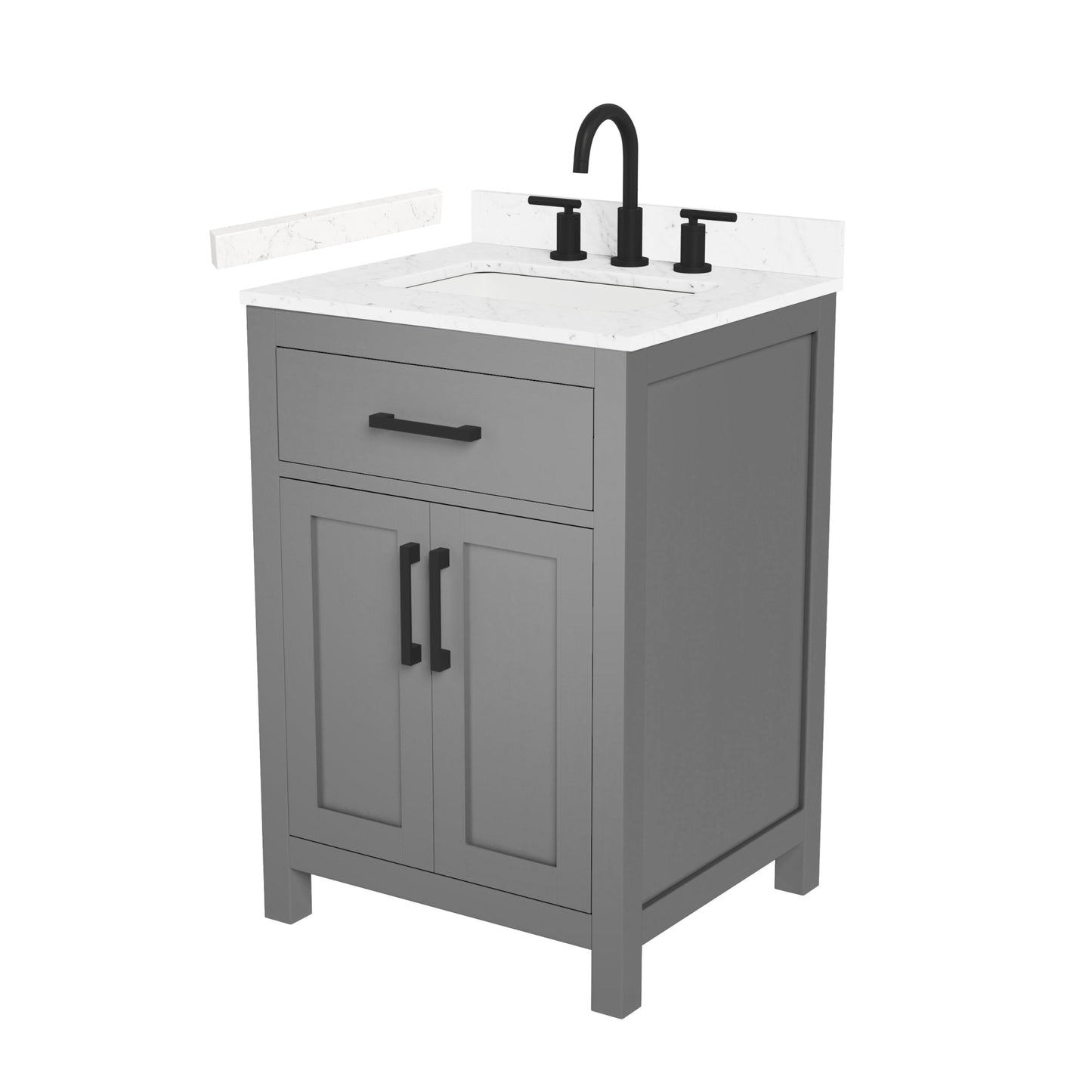 Beckett Bathroom Vanity with Countertop 24 inch Single Sink 3-hole Faucet Setup