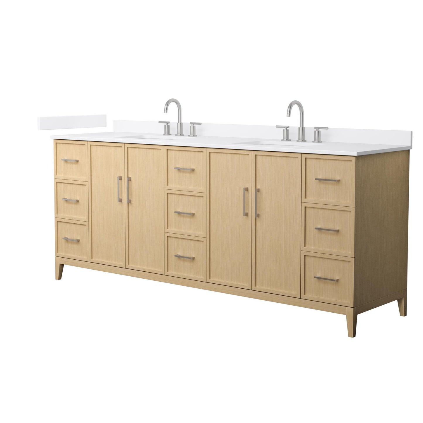 Elan Bathroom Vanity with Countertop 84 inch Double Sink 3-hole Faucet Setup
