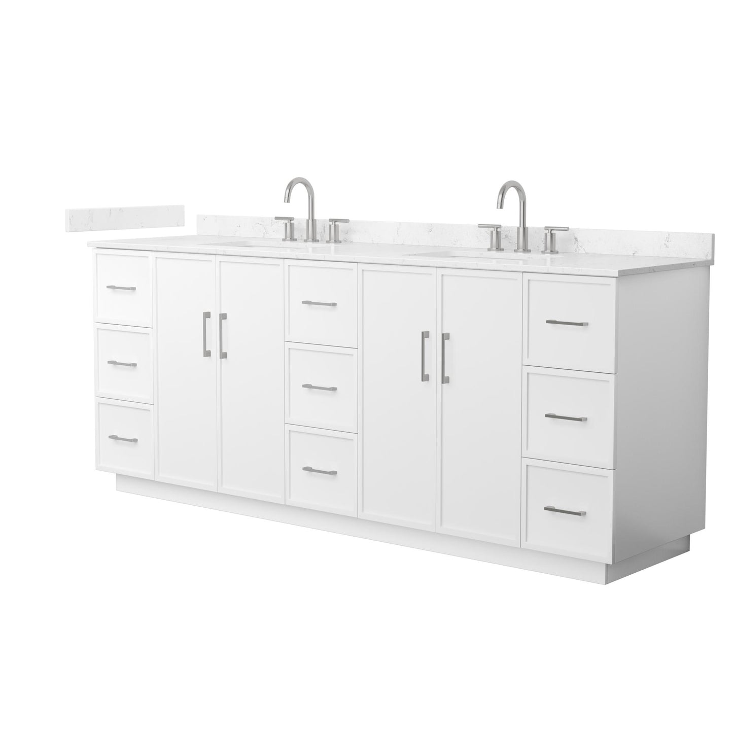 Elan TK Bathroom Vanity with Countertop 84 inch Double Sink 3-hole Faucet Setup