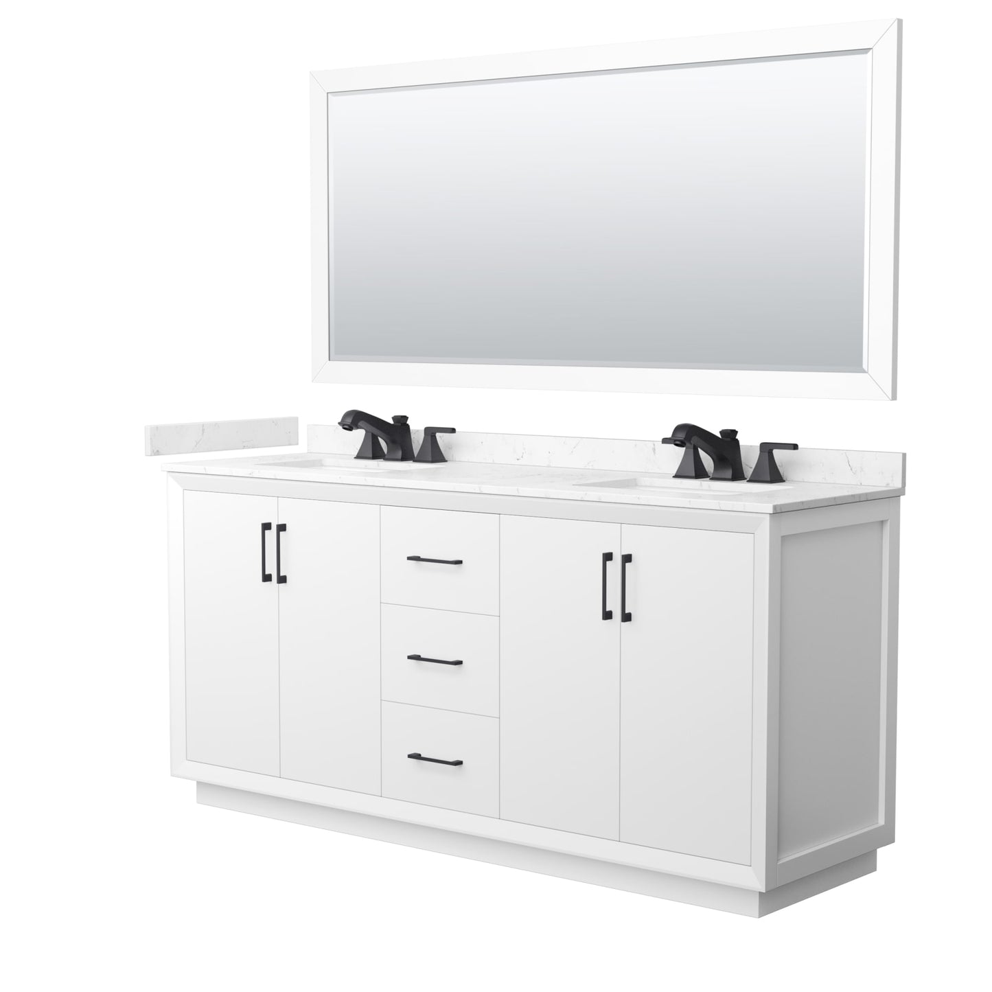 Strada Bathroom Vanity with Countertop 72 inch Double Sink 3-hole Faucet Setup