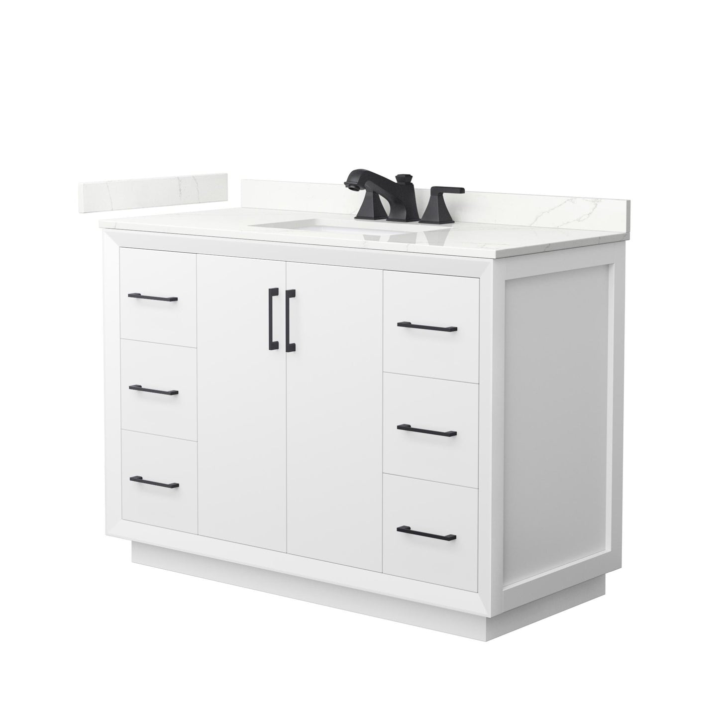 Strada Bathroom Vanity with Countertop 48 inch Single Sink 3-hole Faucet Setup