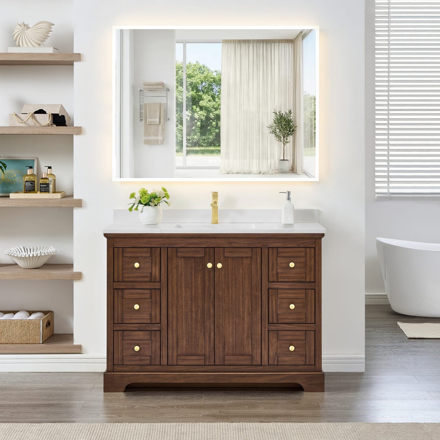 Avery Bathroom Vanity with Countertop 48 inch Single Sink Single hole Faucet Setup