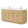 Custom image for Rift Oak with Brushed Gold Trim / White Cultured Marble / No Mirror