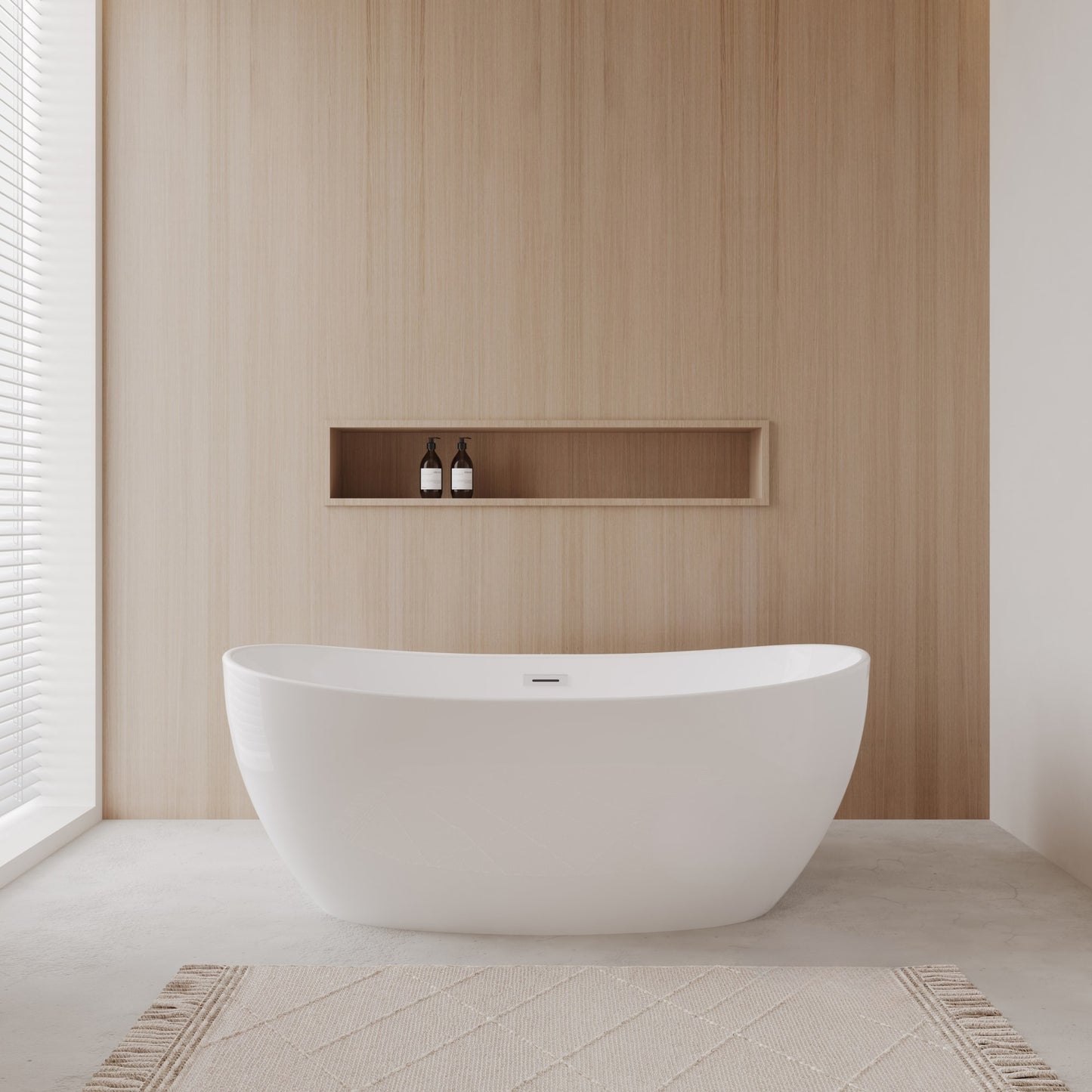Rebecca Freestanding Acrylic Bathtub No Faucet 60 inch