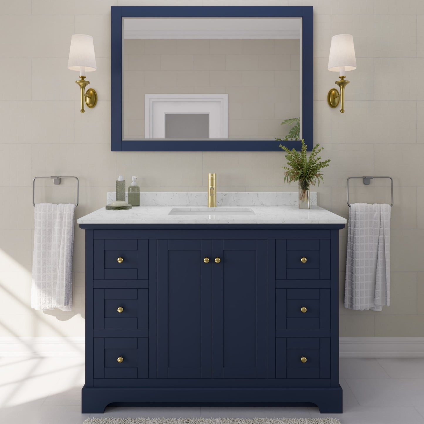Avery Bathroom Vanity with Countertop 48 inch Single Sink Single hole Faucet Setup