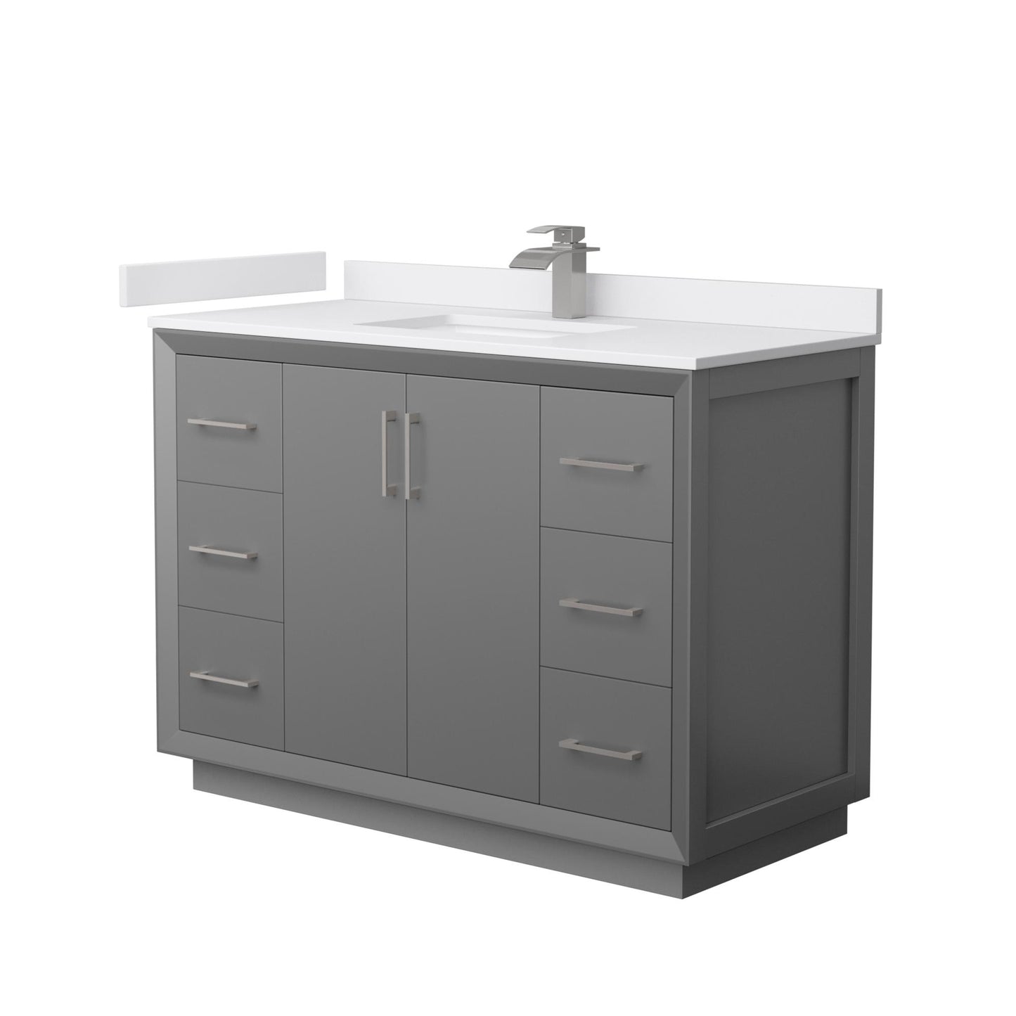 Strada Bathroom Vanity with Countertop 48 inch Single Sink Single hole Faucet Setup