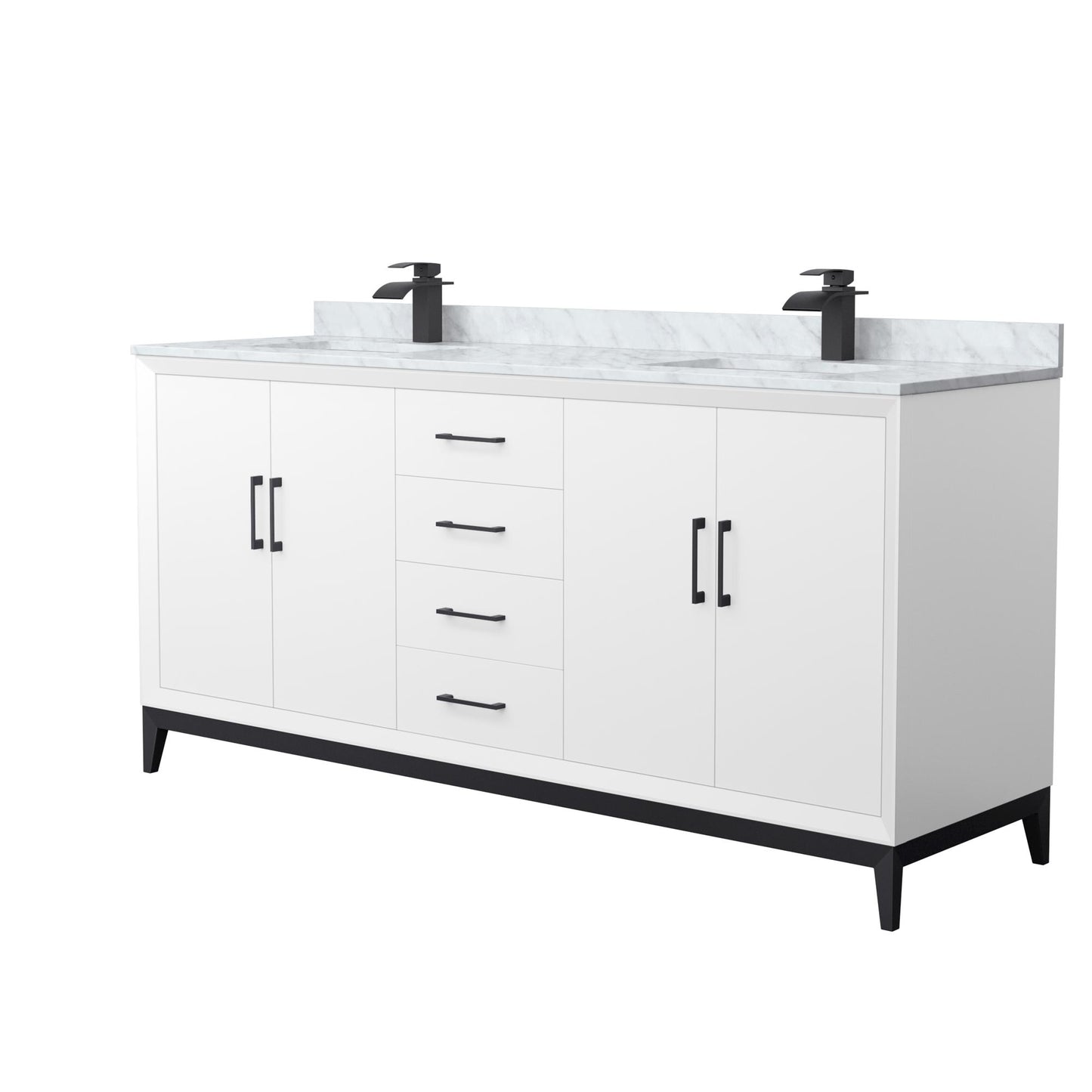 Amici Bathroom Vanity with Countertop 72 inch Double Sink Single hole Faucet Setup