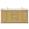Custom image for Honey Oak with Brushed Gold Trim / White Quartz / No Mirror