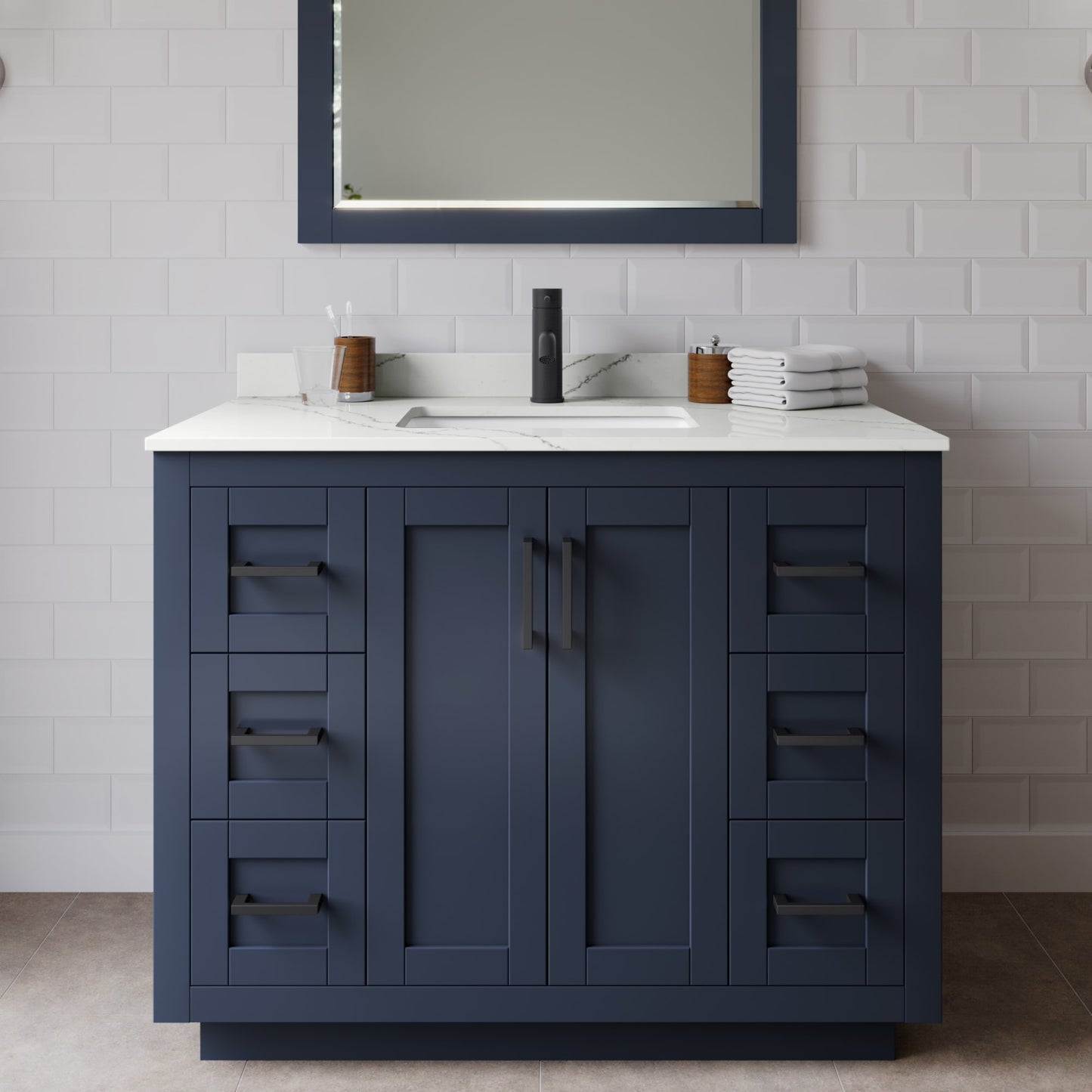Miranda Bathroom Vanity with Countertop 42 inch Single Sink Single hole Faucet Setup