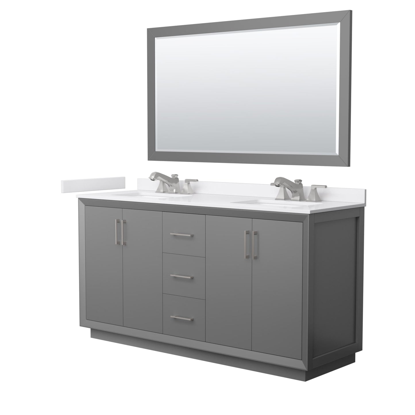 Strada Bathroom Vanity with Countertop 66 inch Double Sink 3-hole Faucet Setup