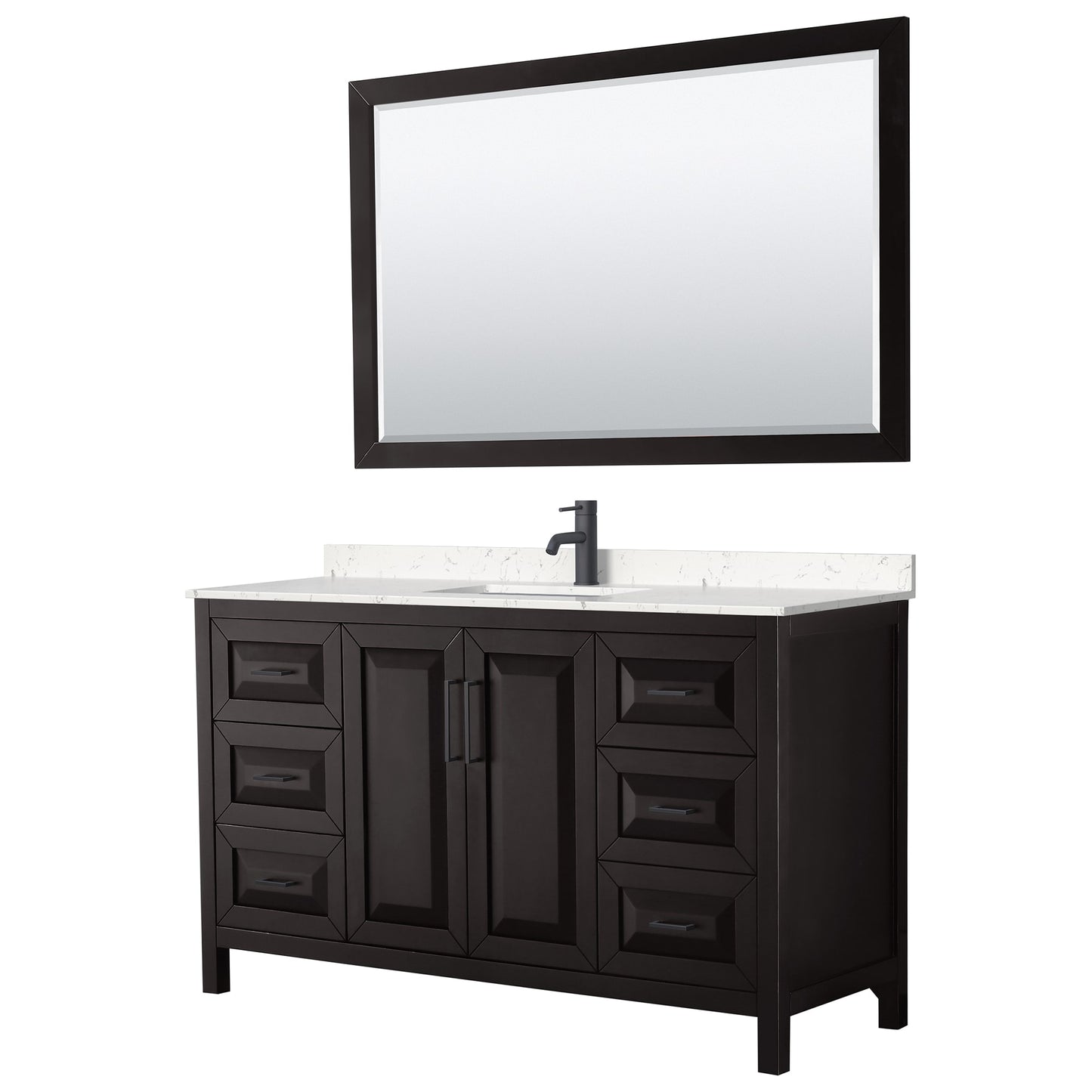 Daria Bathroom Vanity with Countertop 60 inch Single Sink Single hole Faucet Setup