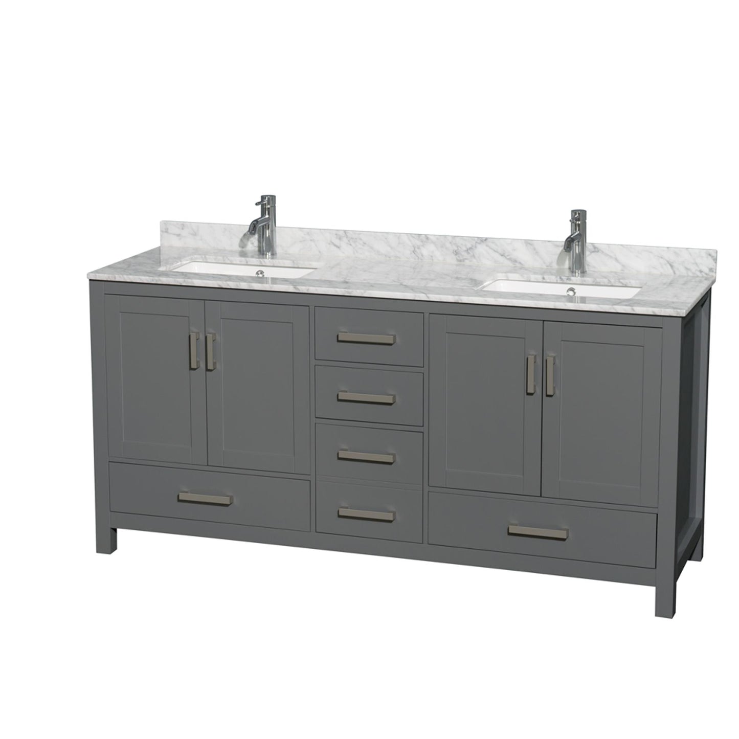 Sheffield Bathroom Vanity with Countertop 72 inch Double Sink Single hole Faucet Setup