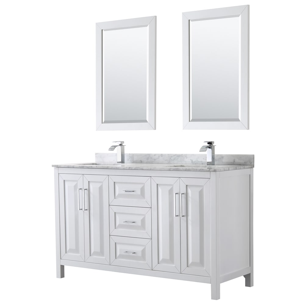 Daria Bathroom Vanity with Countertop 60 inch Double Sink Single hole Faucet Setup